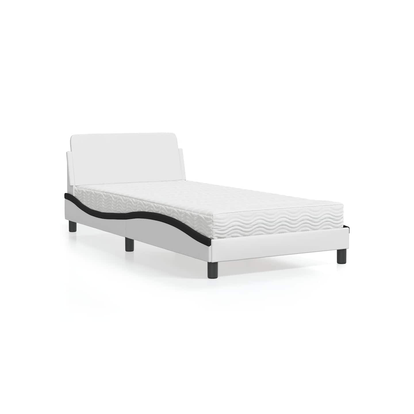 Lit avec matelas Dover blanc et noir 100x200 cm similicuir