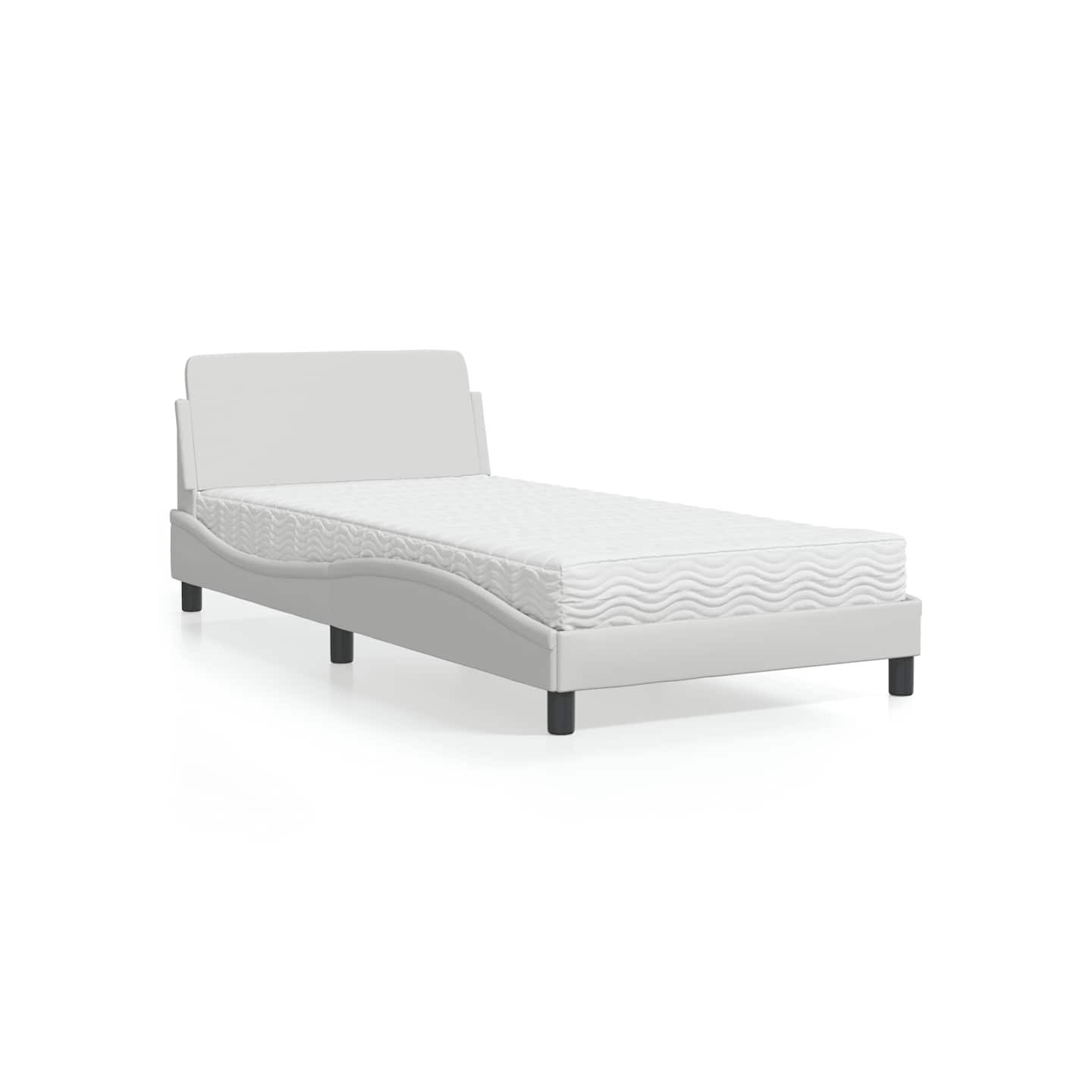Lit avec matelas Dover blanc 100x200 cm similicuir