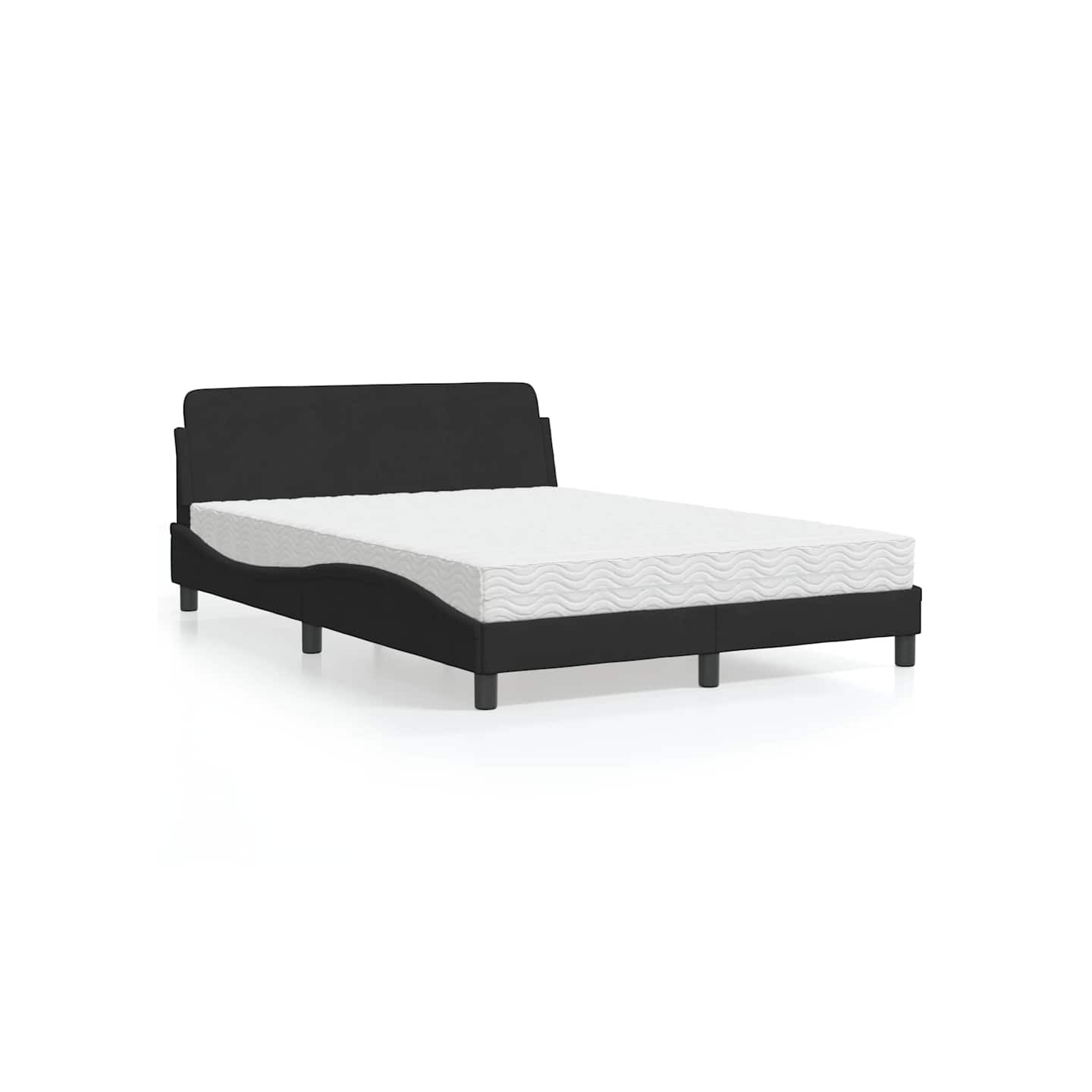 Lit avec matelas Dover noir 120x200 cm velours