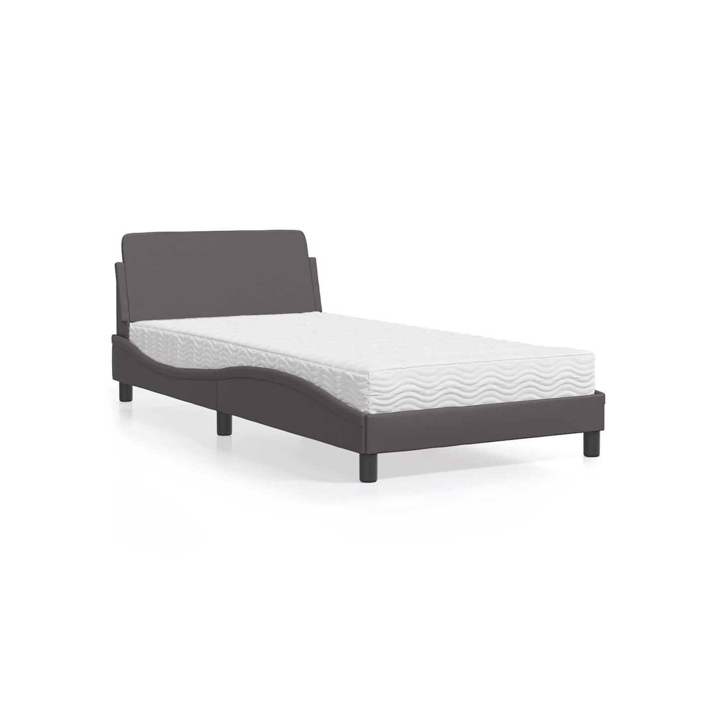 Lit avec matelas Dover gris 100x200 cm similicuir