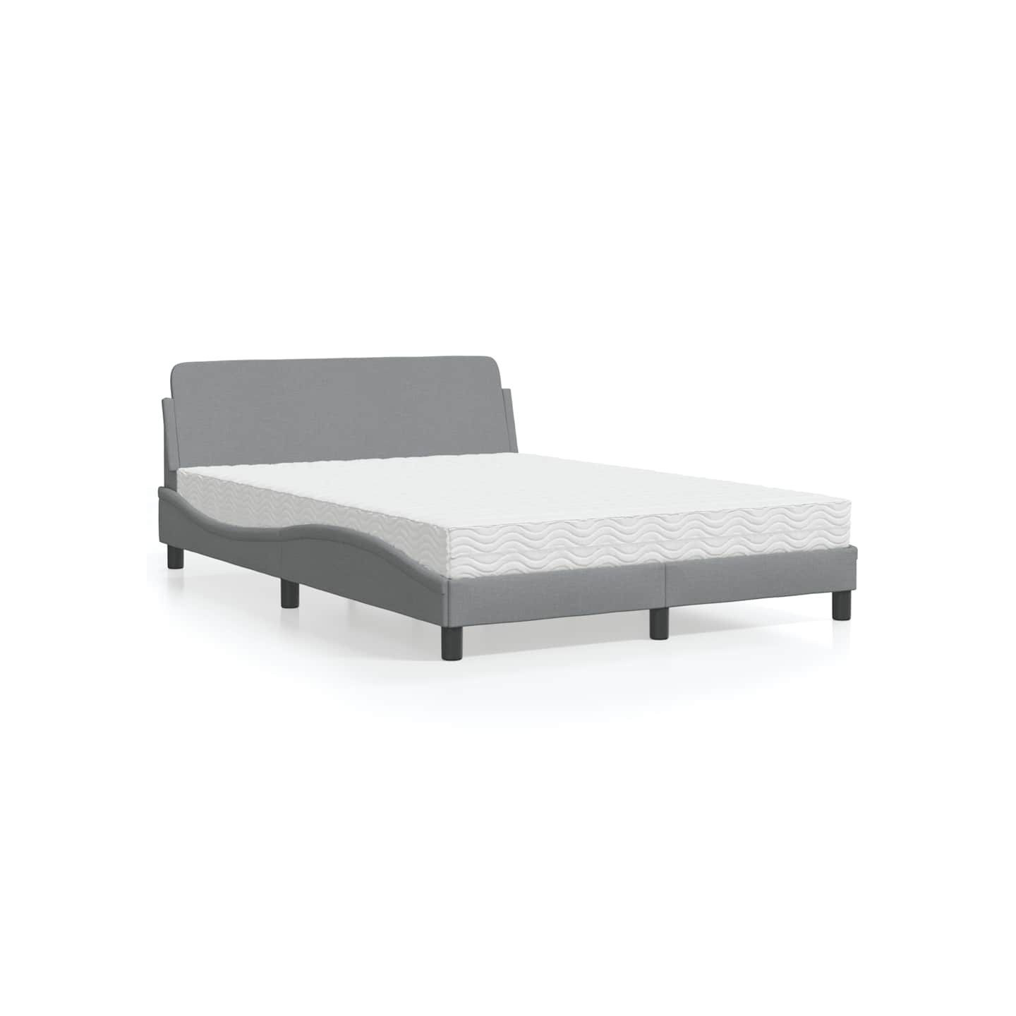 Lit avec matelas Dover gris clair 120x200 cm tissu