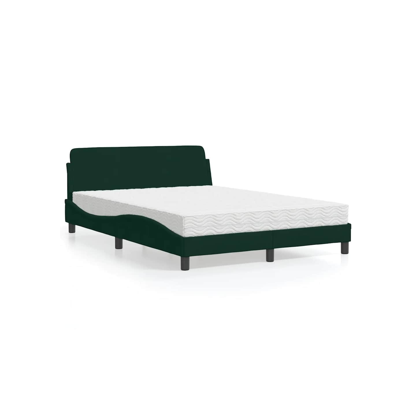 Lit avec matelas Dover vert foncé 120x200 cm velours