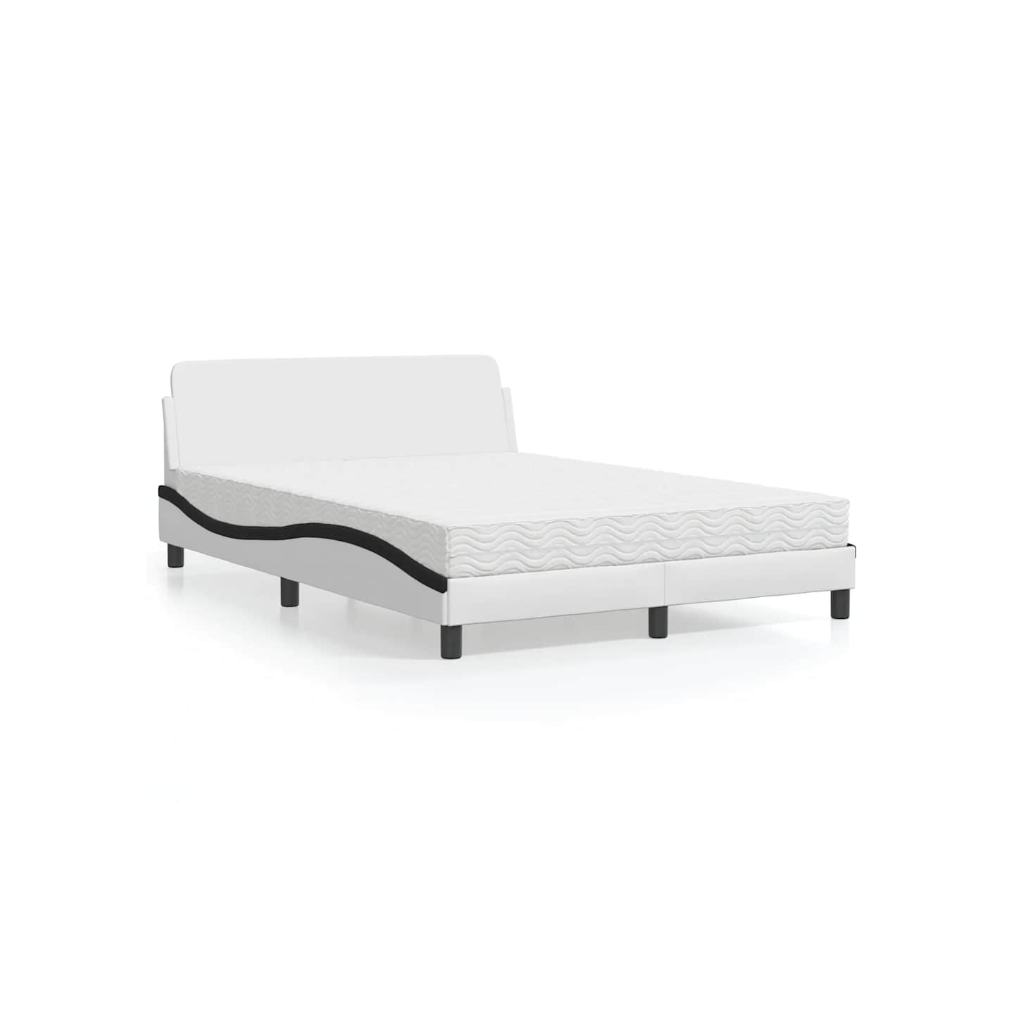 Lit avec matelas Dover blanc et noir 120x200 cm similicuir