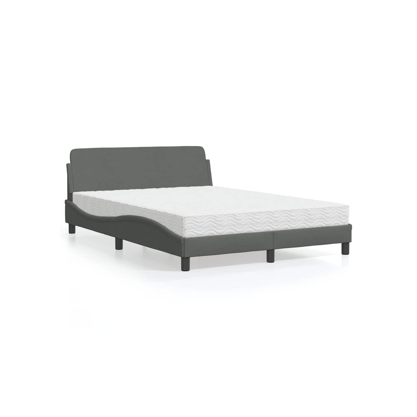 Lit avec matelas Dover gris foncé 120x200 cm tissu