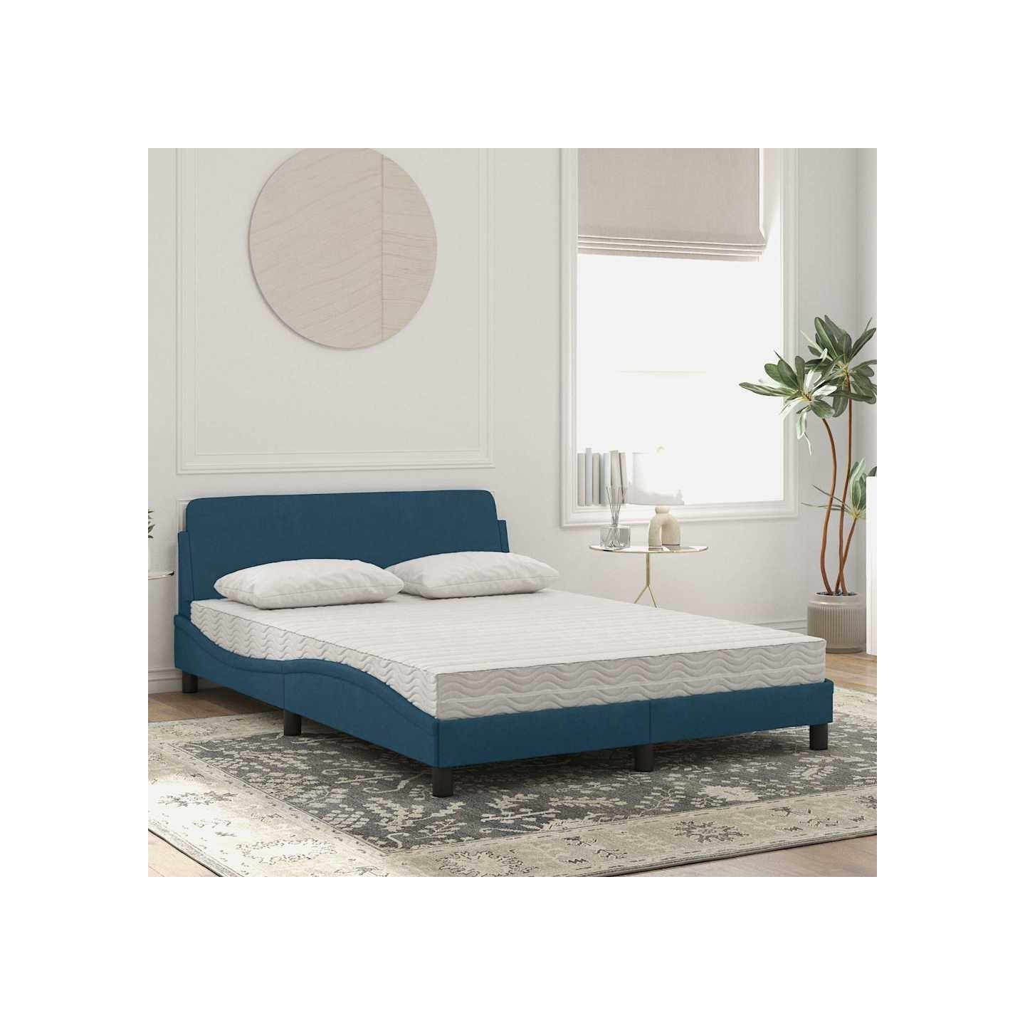 Lit avec matelas Dover bleu 120x200 cm velours