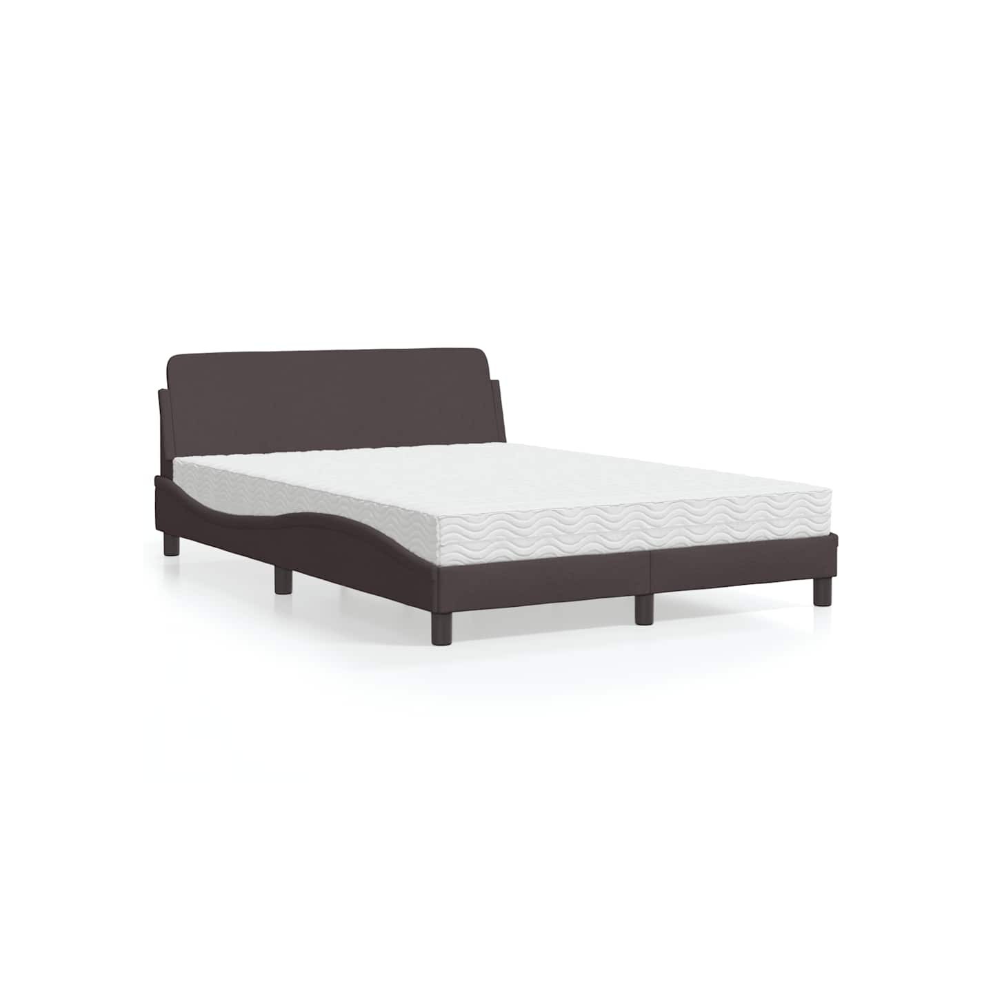 Lit avec matelas Dover marron foncé 140x190 cm tissu