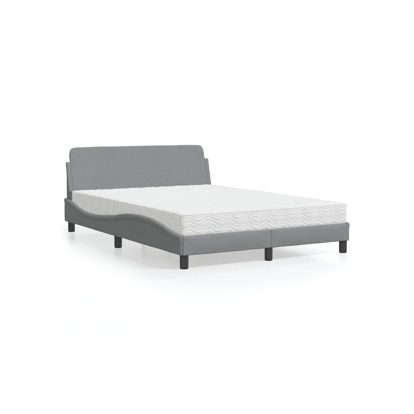 Lit avec matelas Dover gris clair 140x190 cm tissu