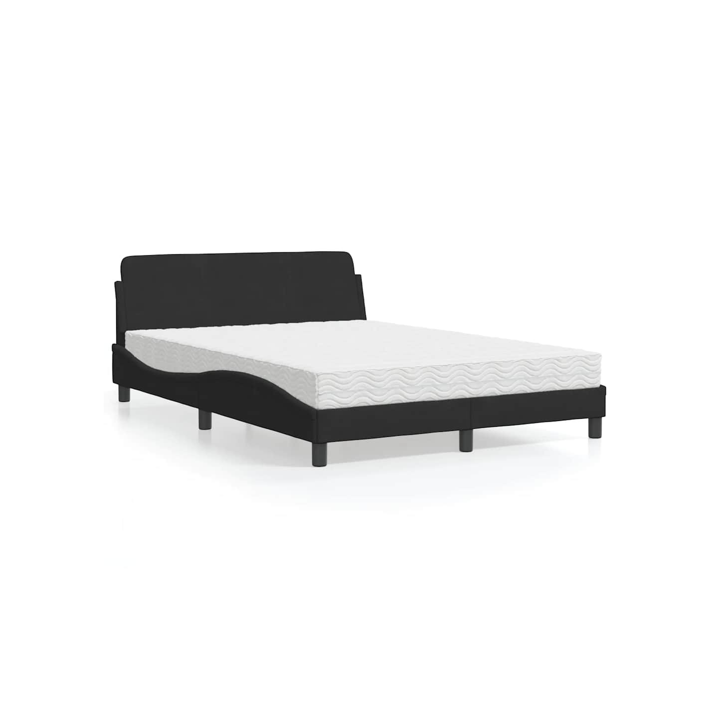 Lit avec matelas Dover noir 140x190 cm velours