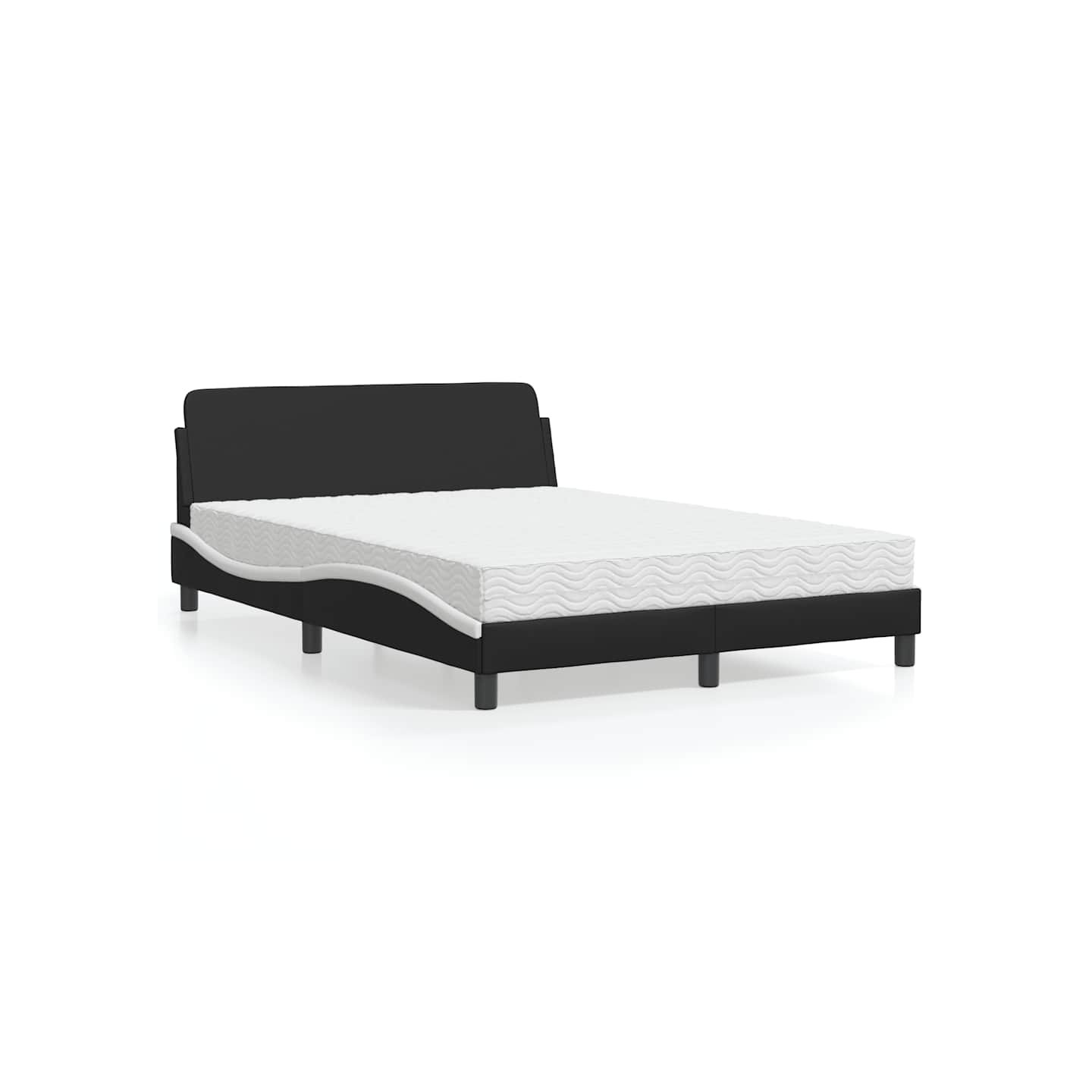 Lit avec matelas Dover noir et blanc 140x190 cm similicuir