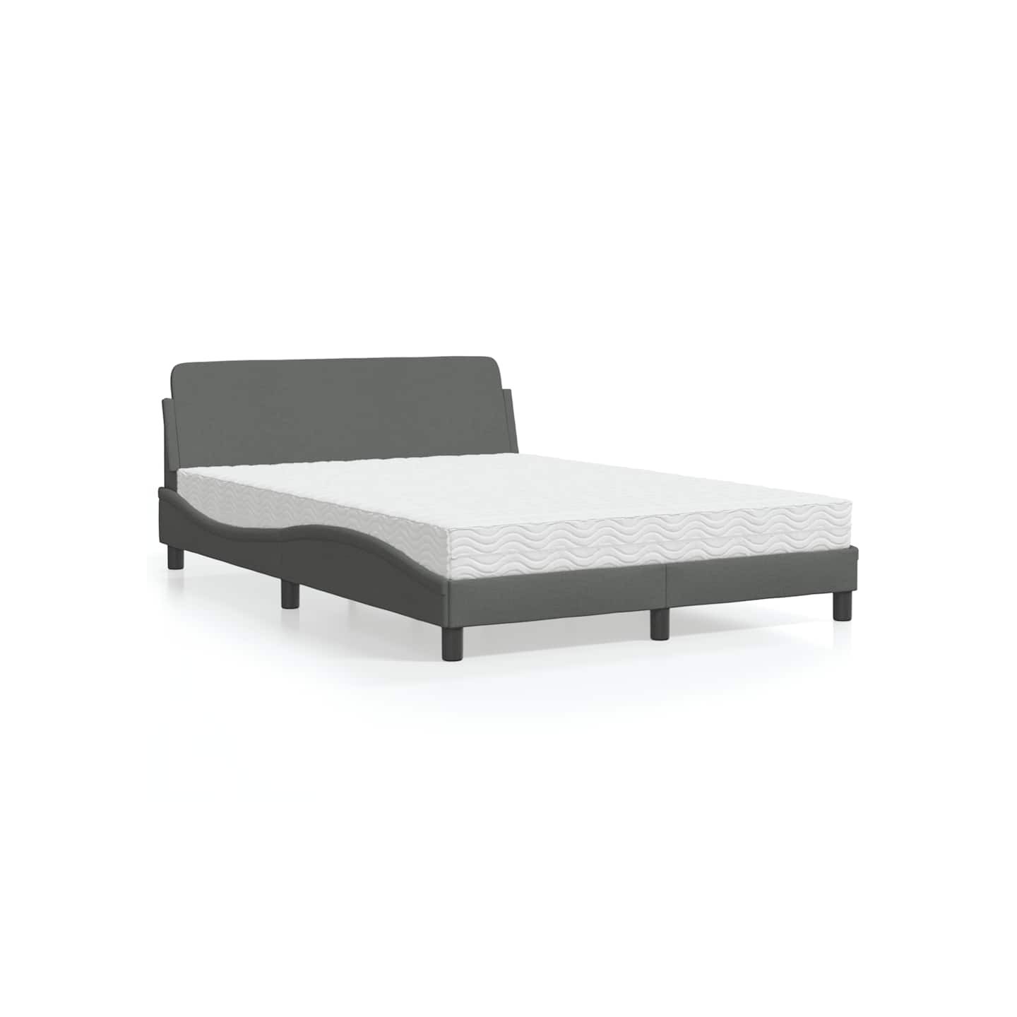 Lit avec matelas Dover gris foncé 140x190 cm tissu