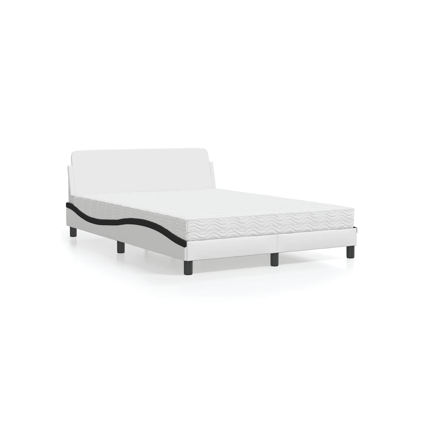 Lit avec matelas Dover blanc et noir 140x190 cm similicuir