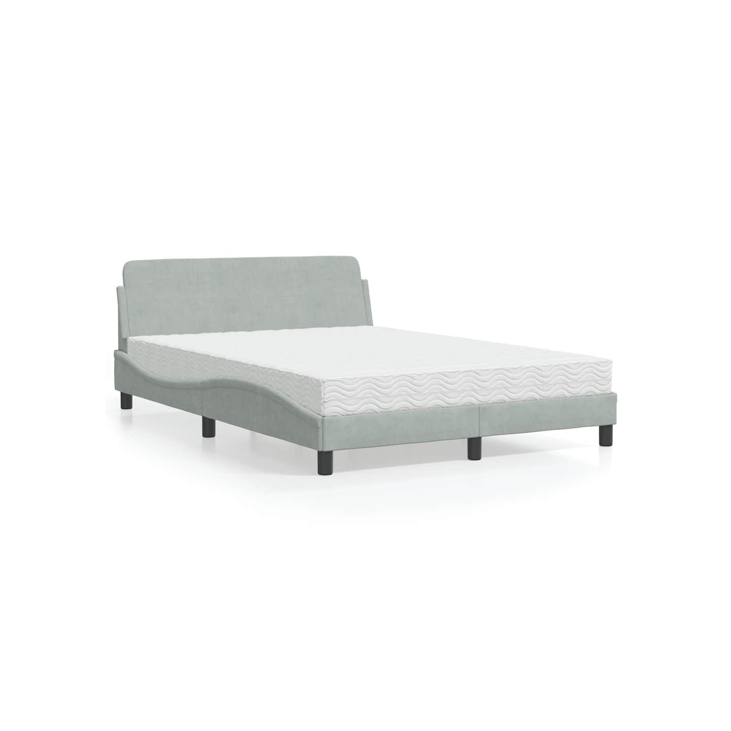 Lit avec matelas Dover gris clair 140x190 cm velours