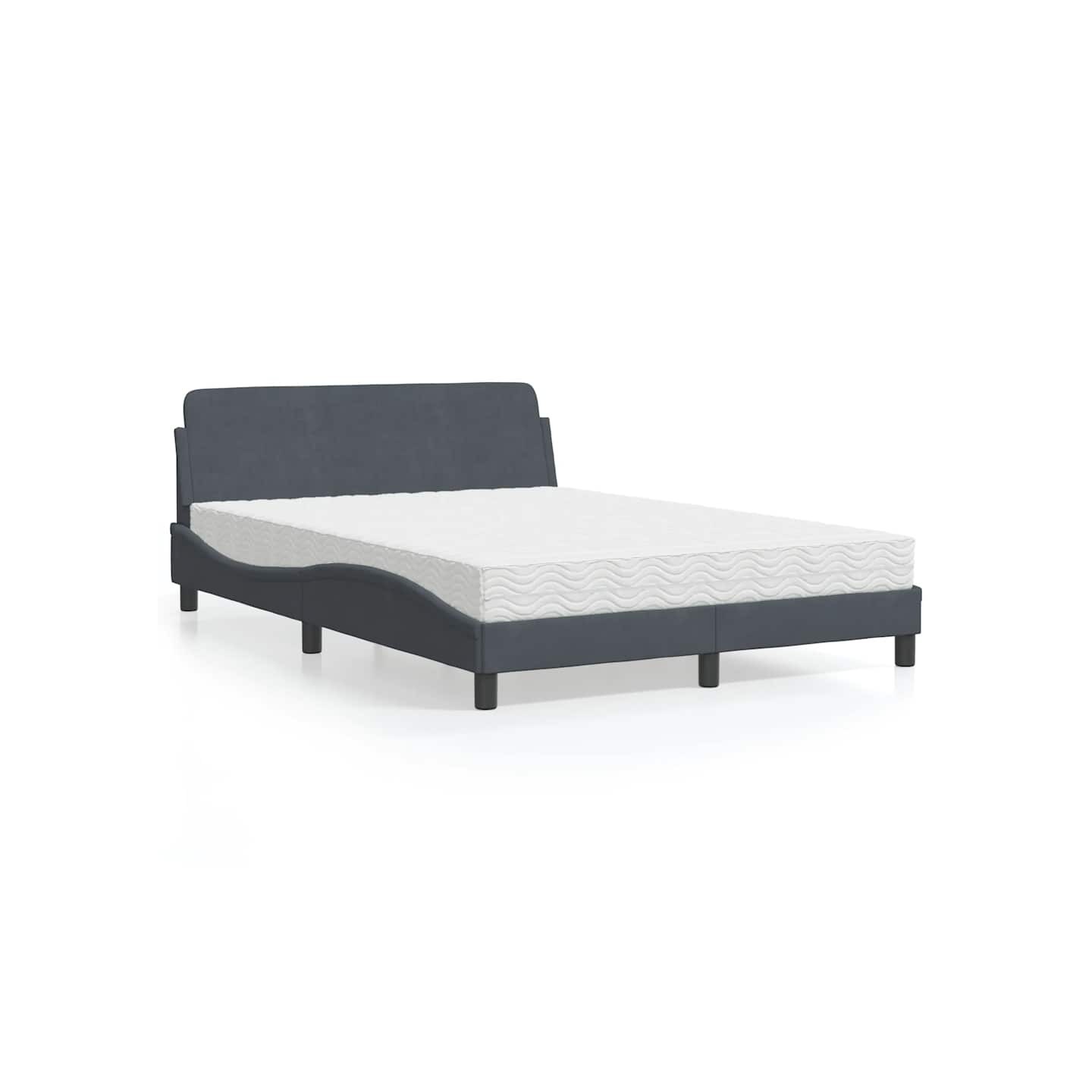 Lit avec matelas Dover gris foncé 140x200 cm velours