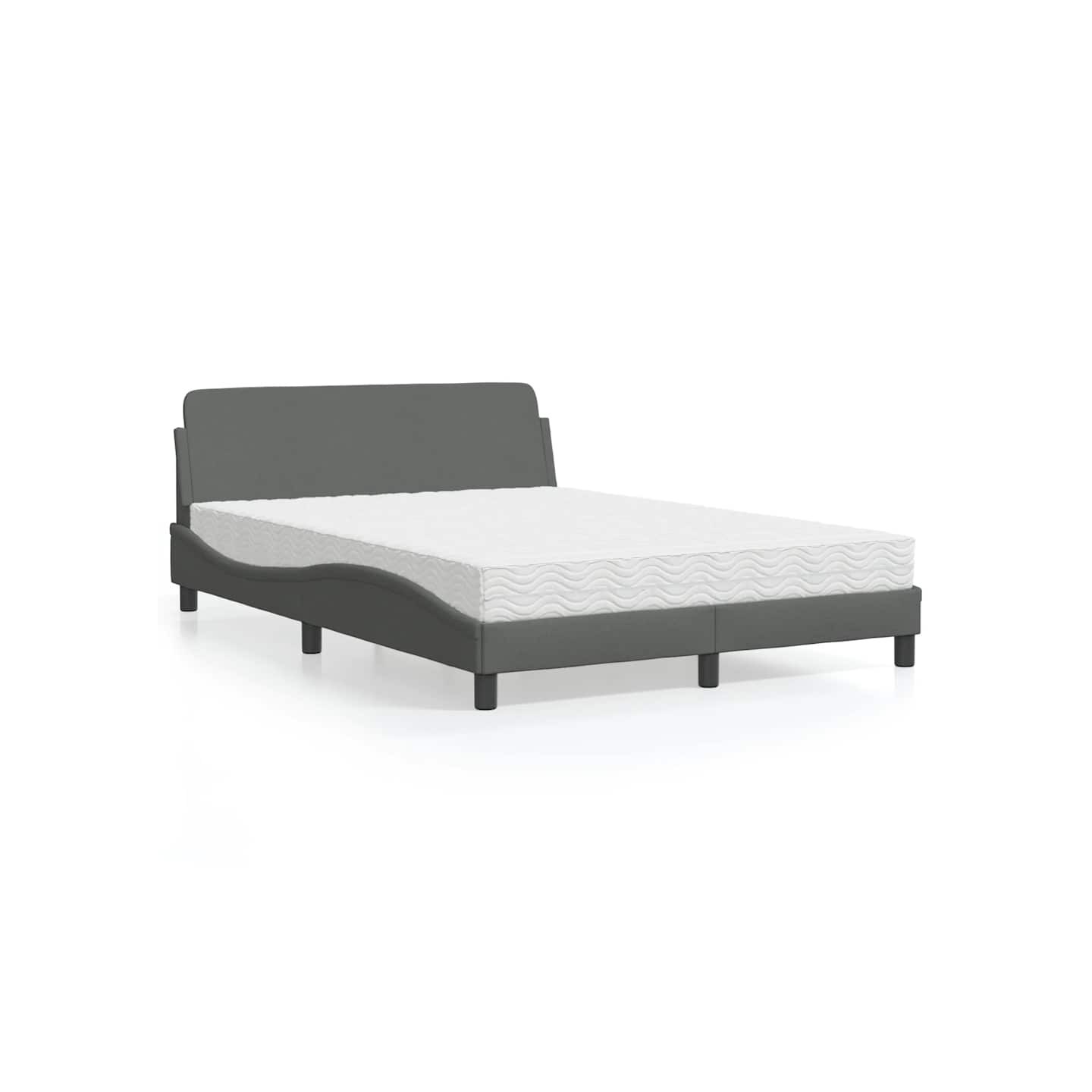Lit avec matelas Dover gris foncé 140x200 cm tissu
