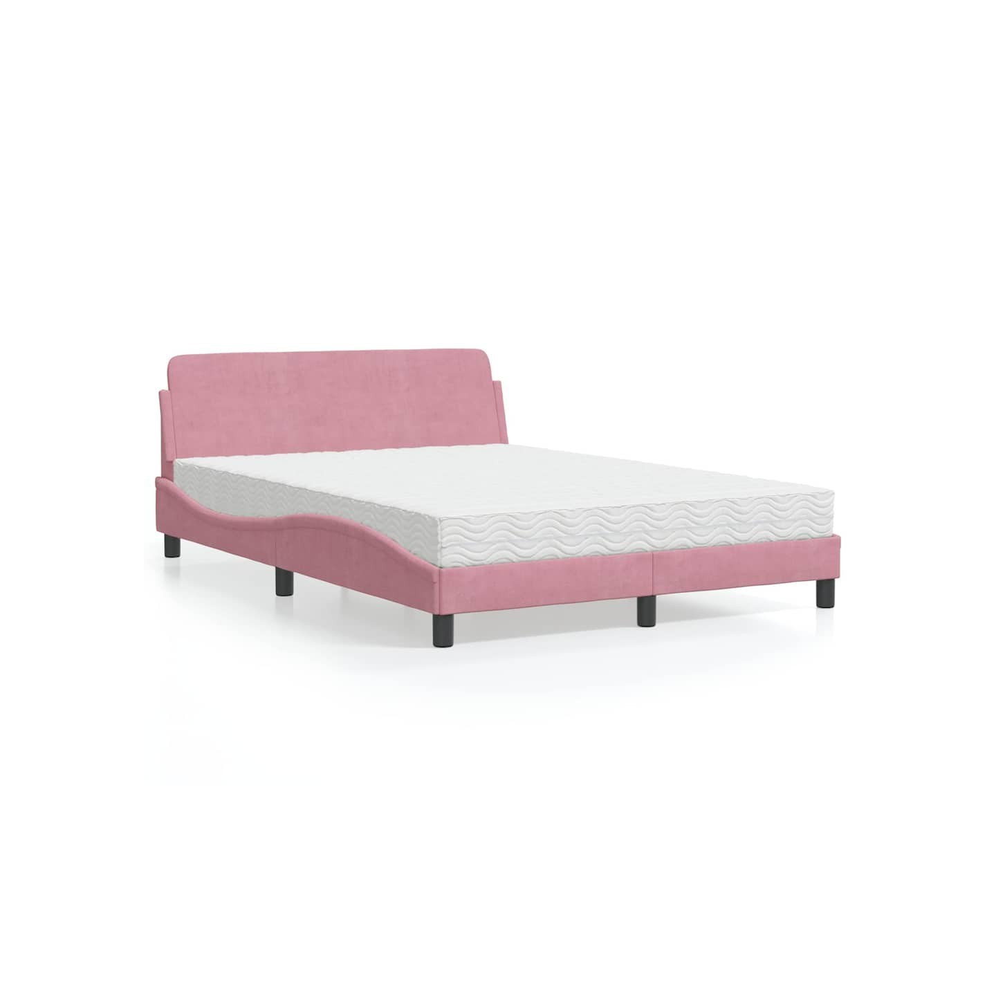 Lit avec matelas Dover rose 140x190 cm velours