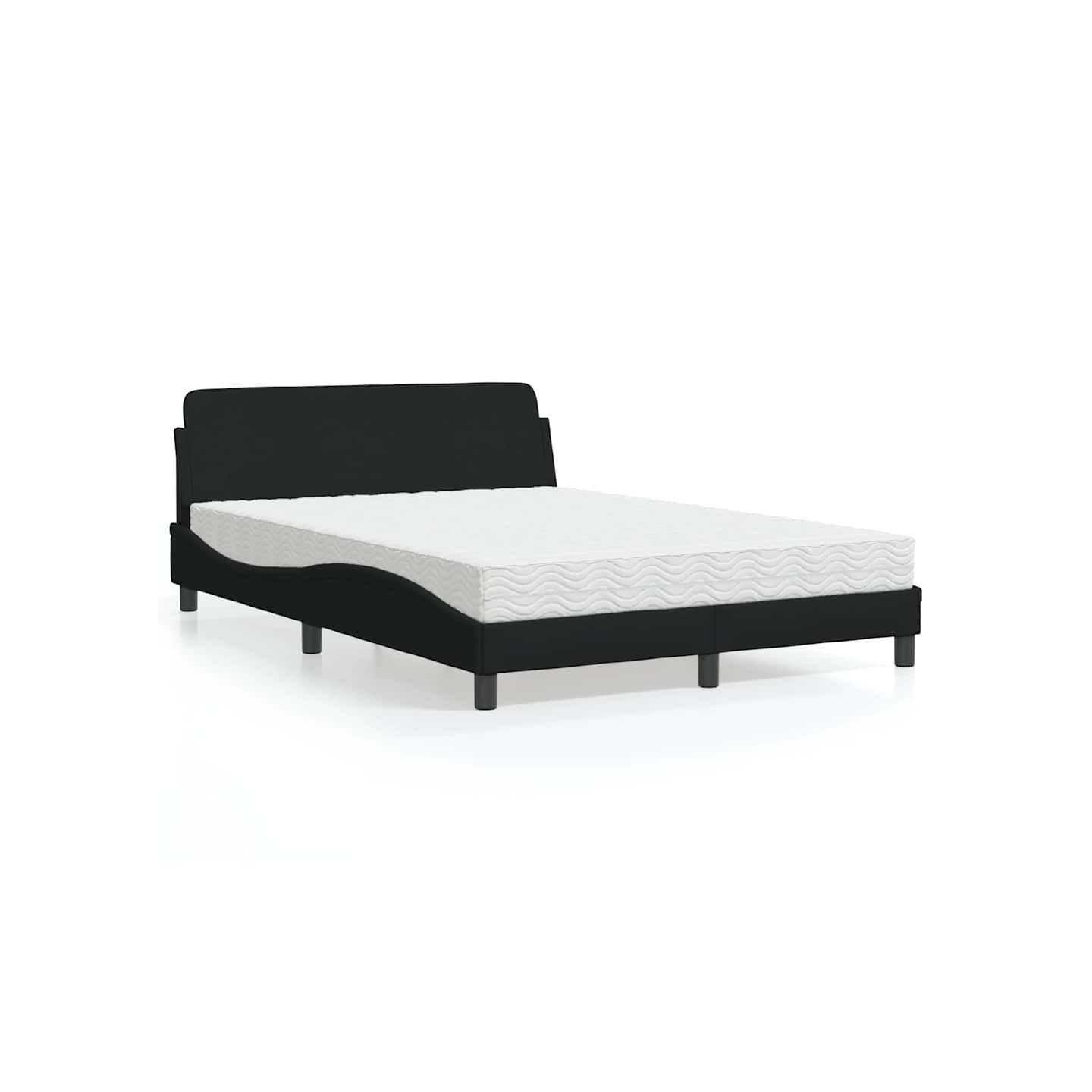 Lit avec matelas Dover noir 140x200 cm tissu