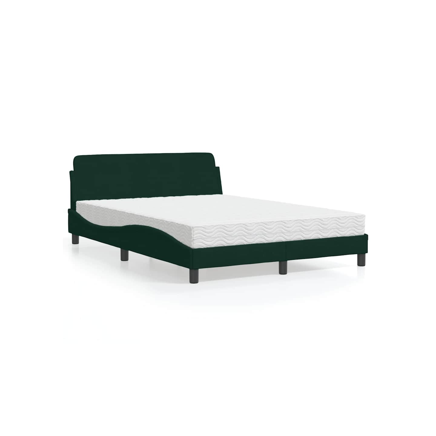 Lit avec matelas Dover vert foncé 140x200 cm velours