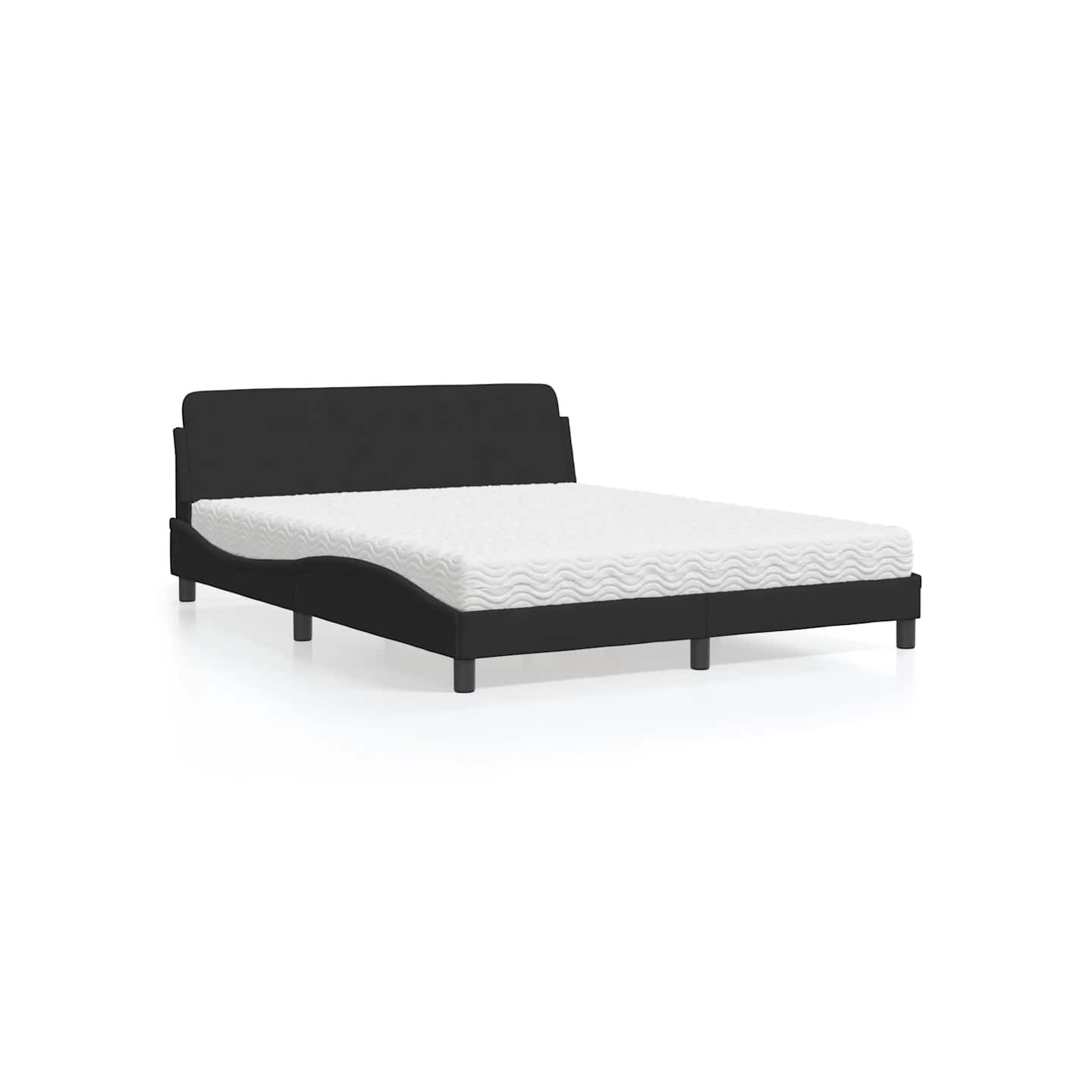 Lit avec matelas Dover noir 160x200 cm velours