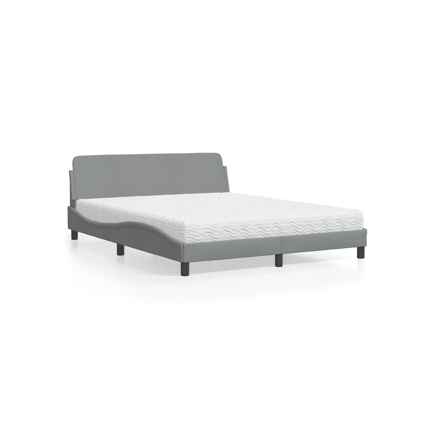 Lit avec matelas Dover gris clair 160x200 cm tissu