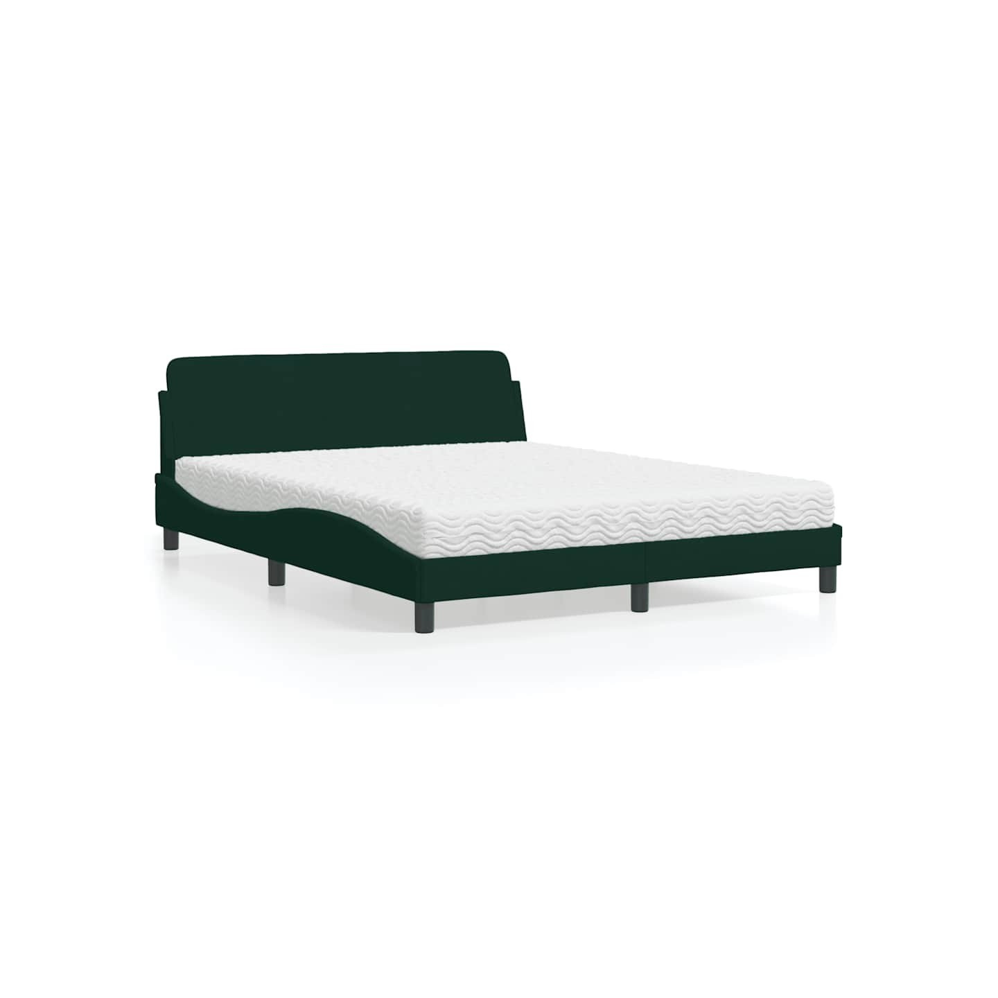 Lit avec matelas Dover vert foncé 160x200 cm velours