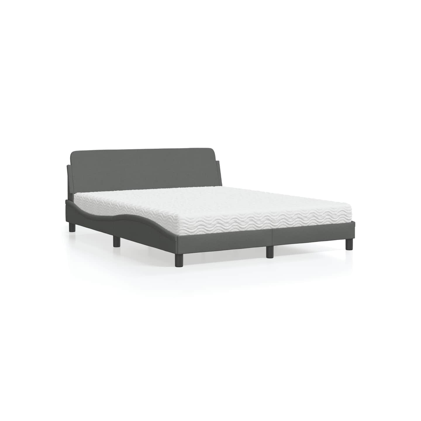 Lit avec matelas Dover gris foncé 160x200 cm tissu