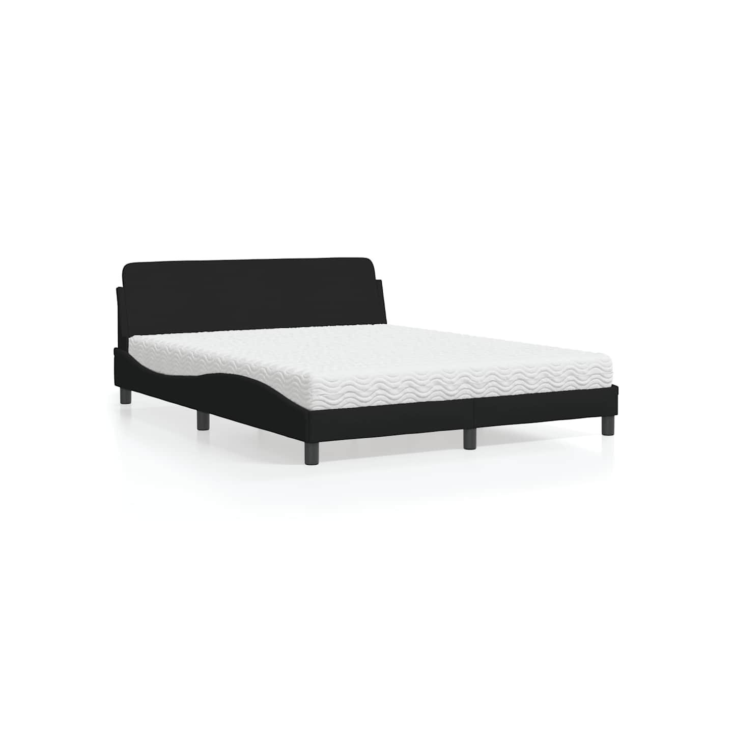 Lit avec matelas Dover noir 160x200 cm tissu