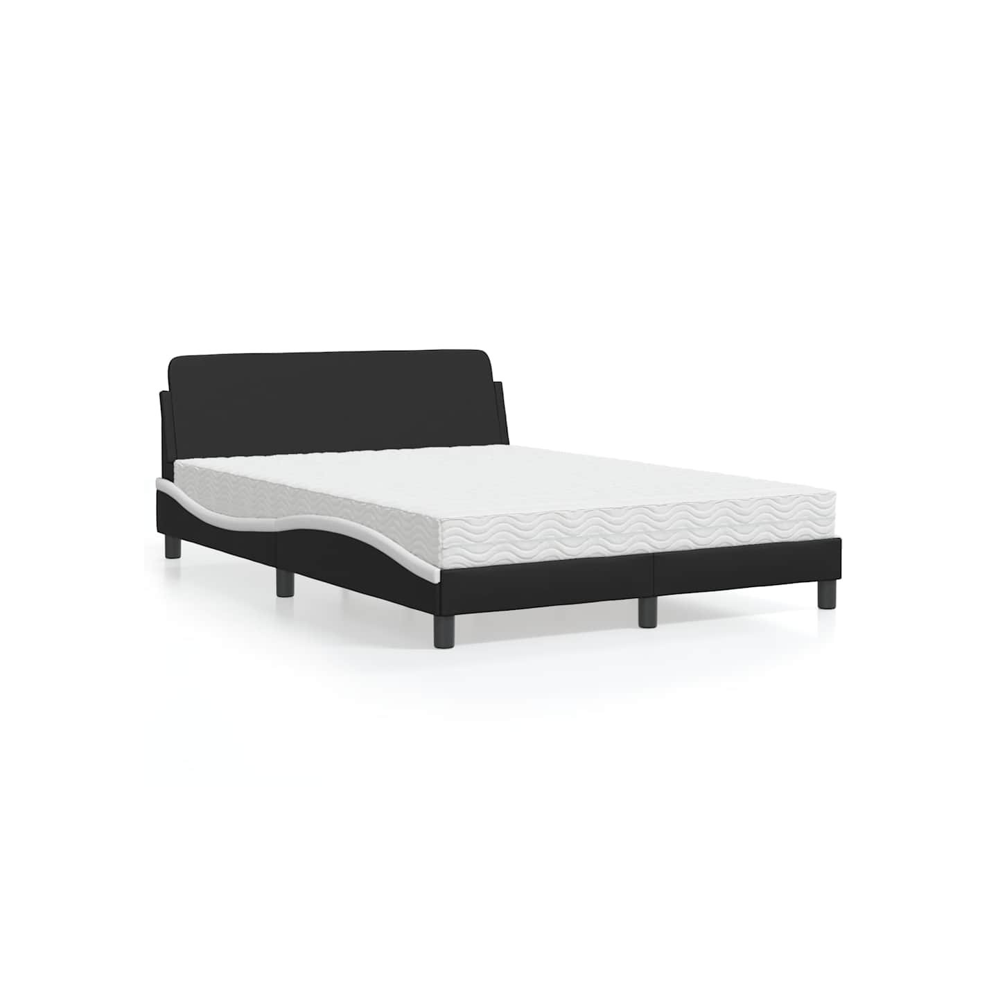 Lit avec matelas Dover noir et blanc 140x200 cm similicuir
