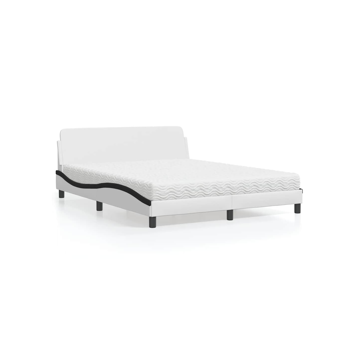 Lit avec matelas Dover blanc et noir 160x200 cm similicuir