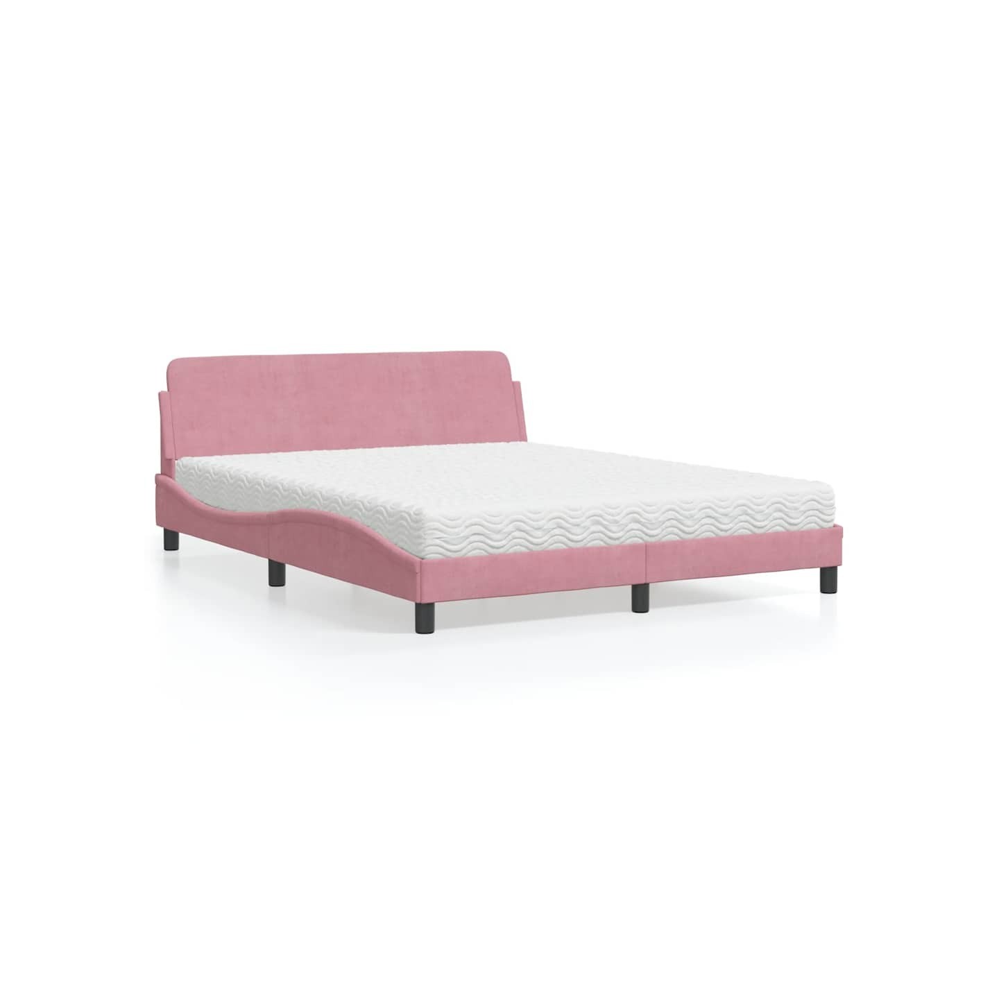 Lit avec matelas Dover rose 160x200 cm velours