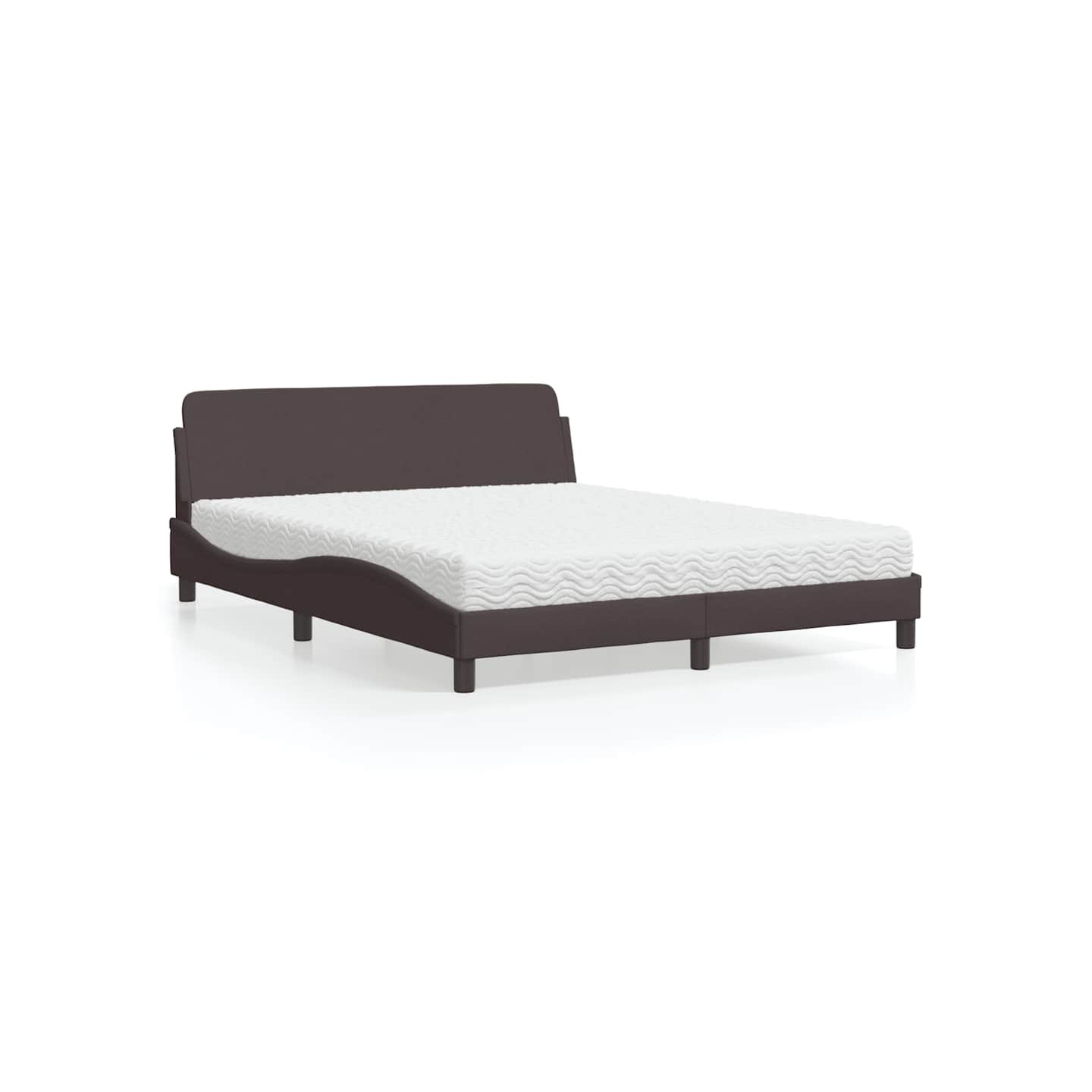 Lit avec matelas Dover marron foncé 160x200 cm tissu
