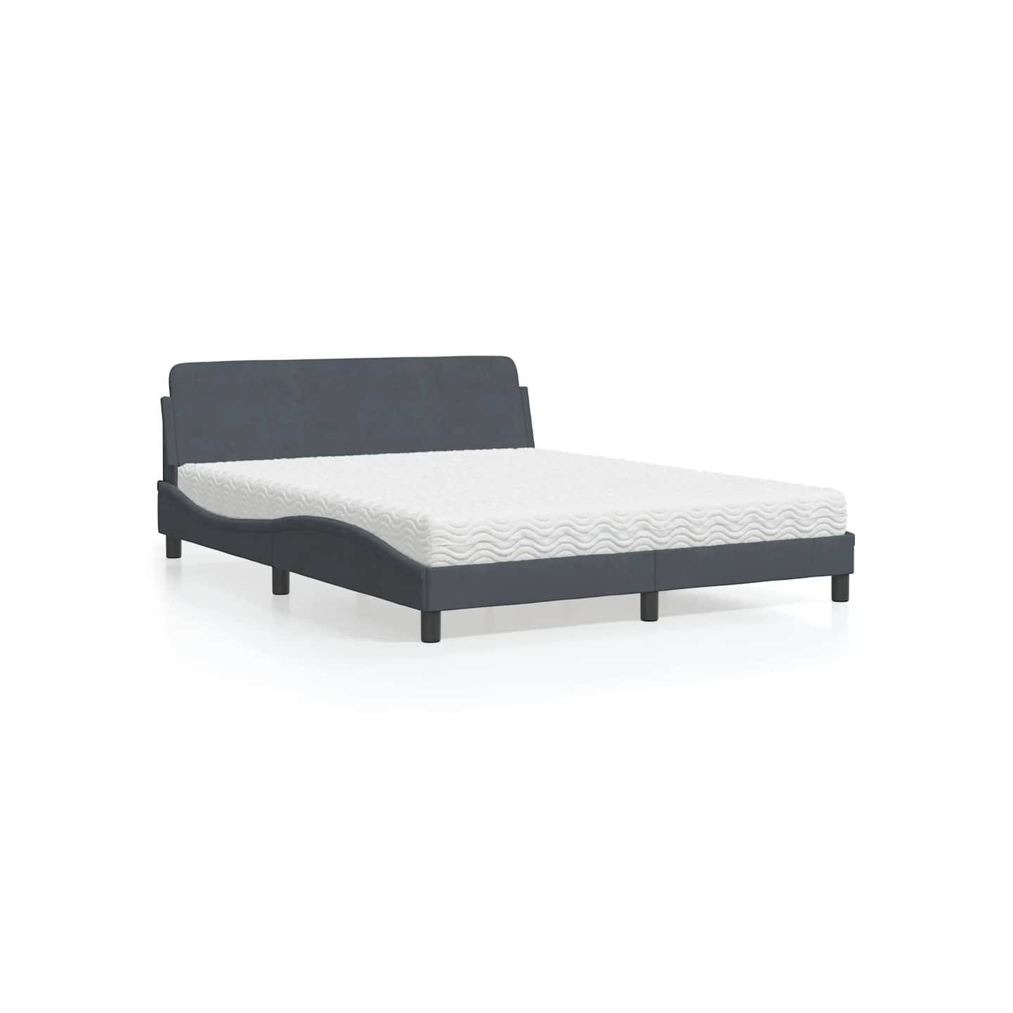 Lit avec matelas Dover gris foncé 160x200 cm velours