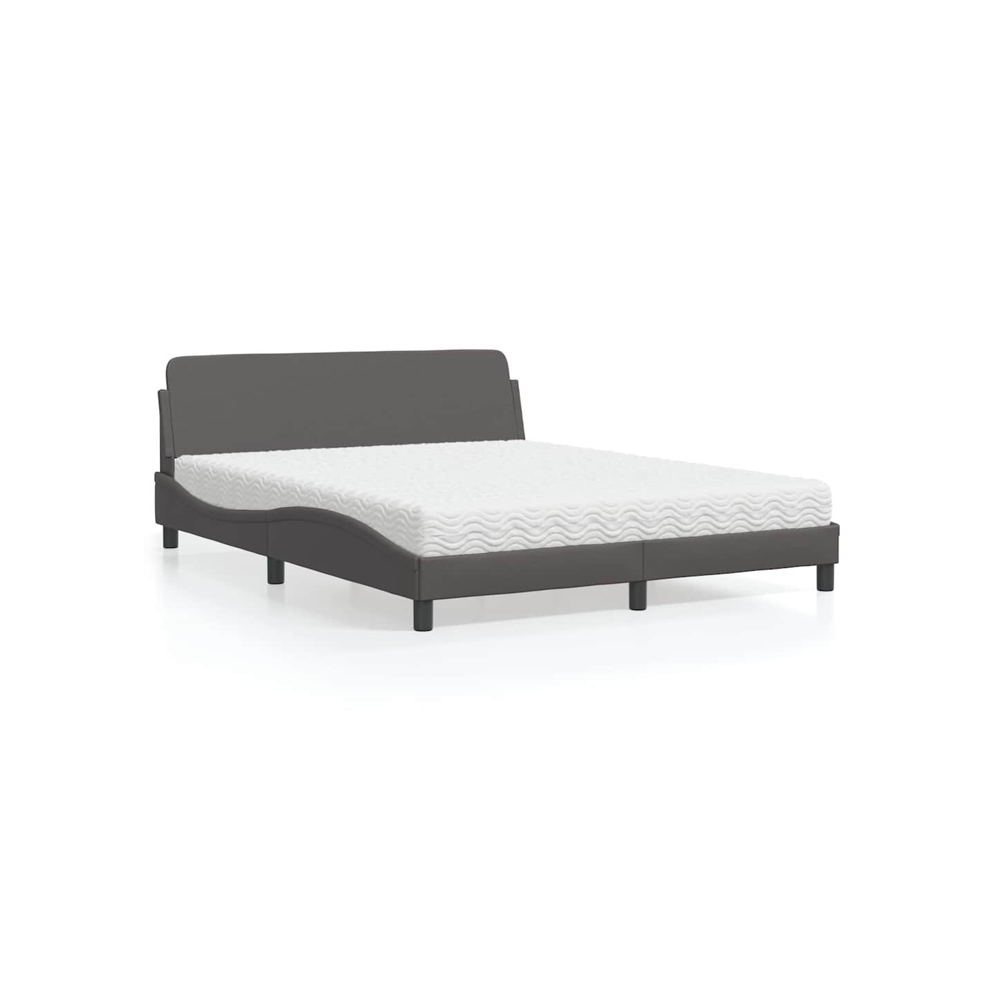 Lit avec matelas Dover gris 160x200 cm similicuir