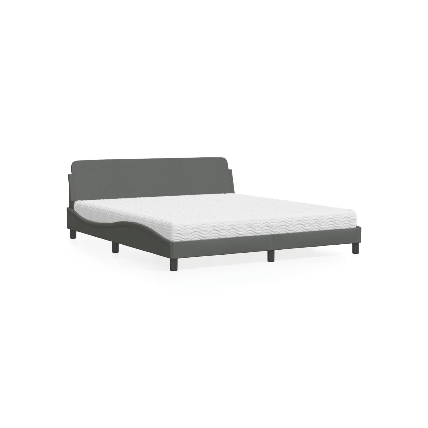 Lit avec matelas Dover gris foncé 180x200 cm tissu