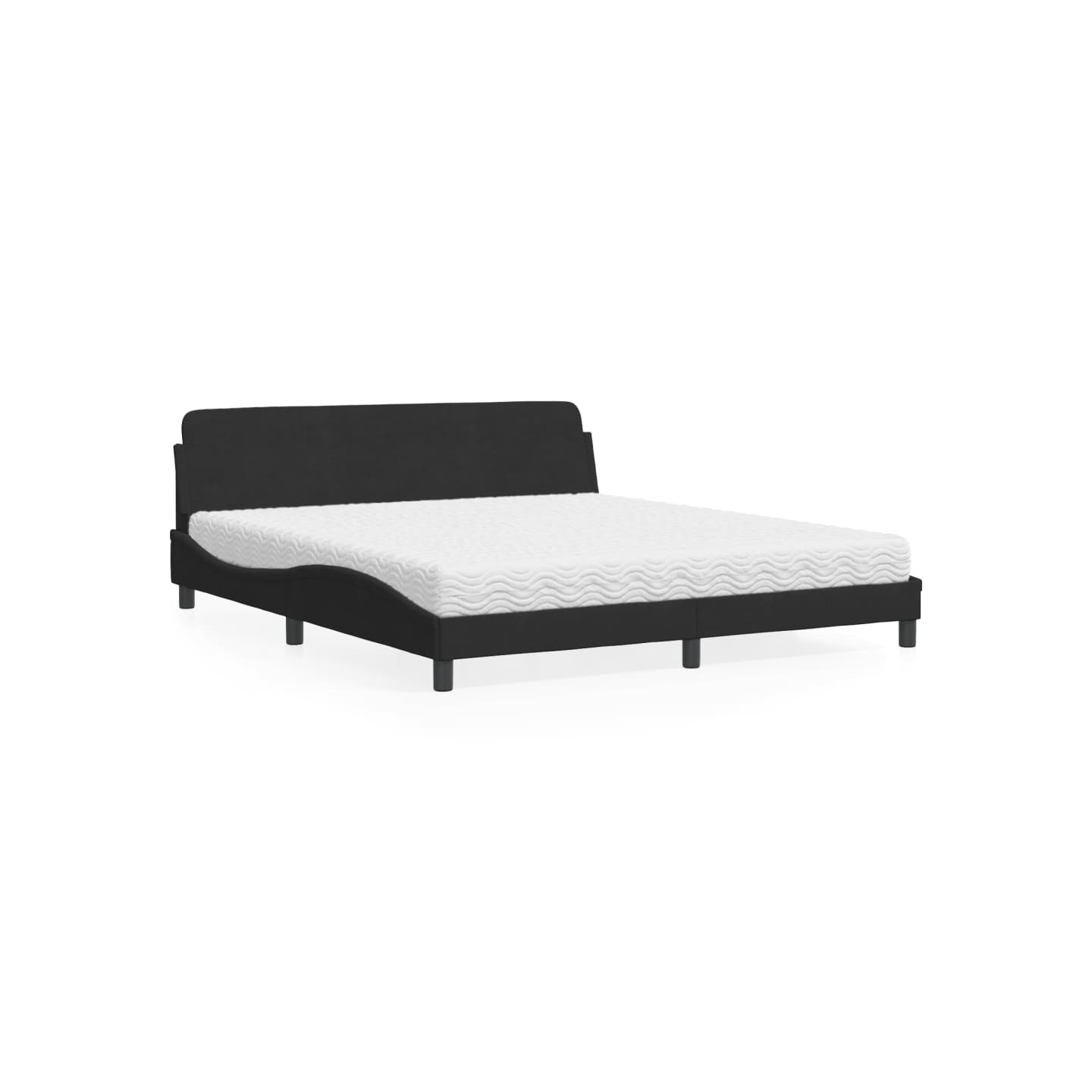 Lit avec matelas Dover noir 180x200 cm velours