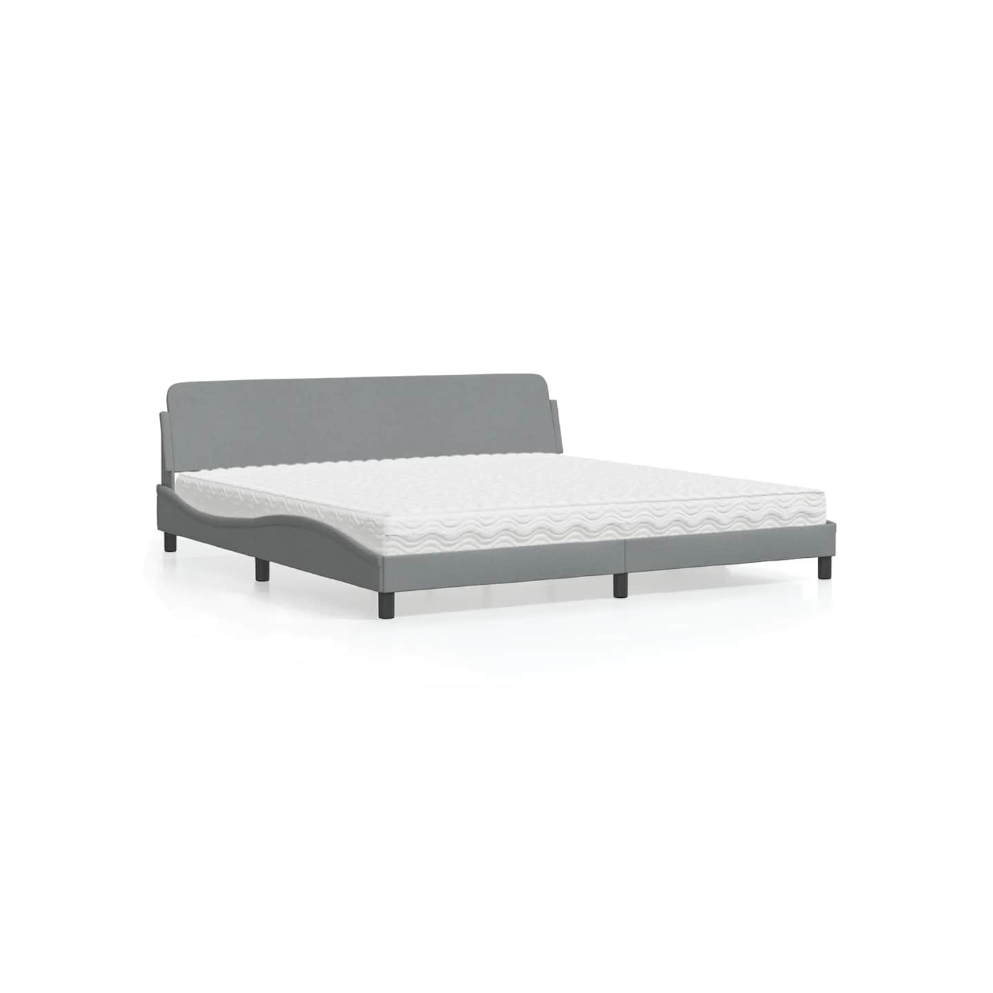 Lit avec matelas Dover gris clair 200x200 cm tissu