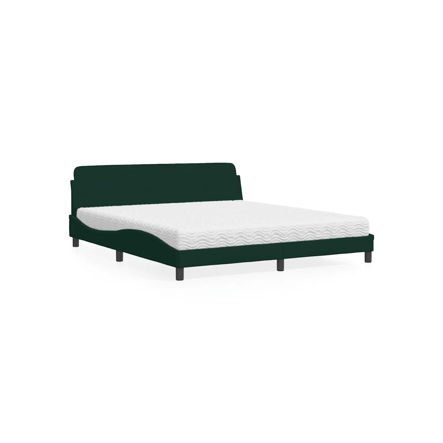 Lit avec matelas Dover vert foncé 180x200 cm velours