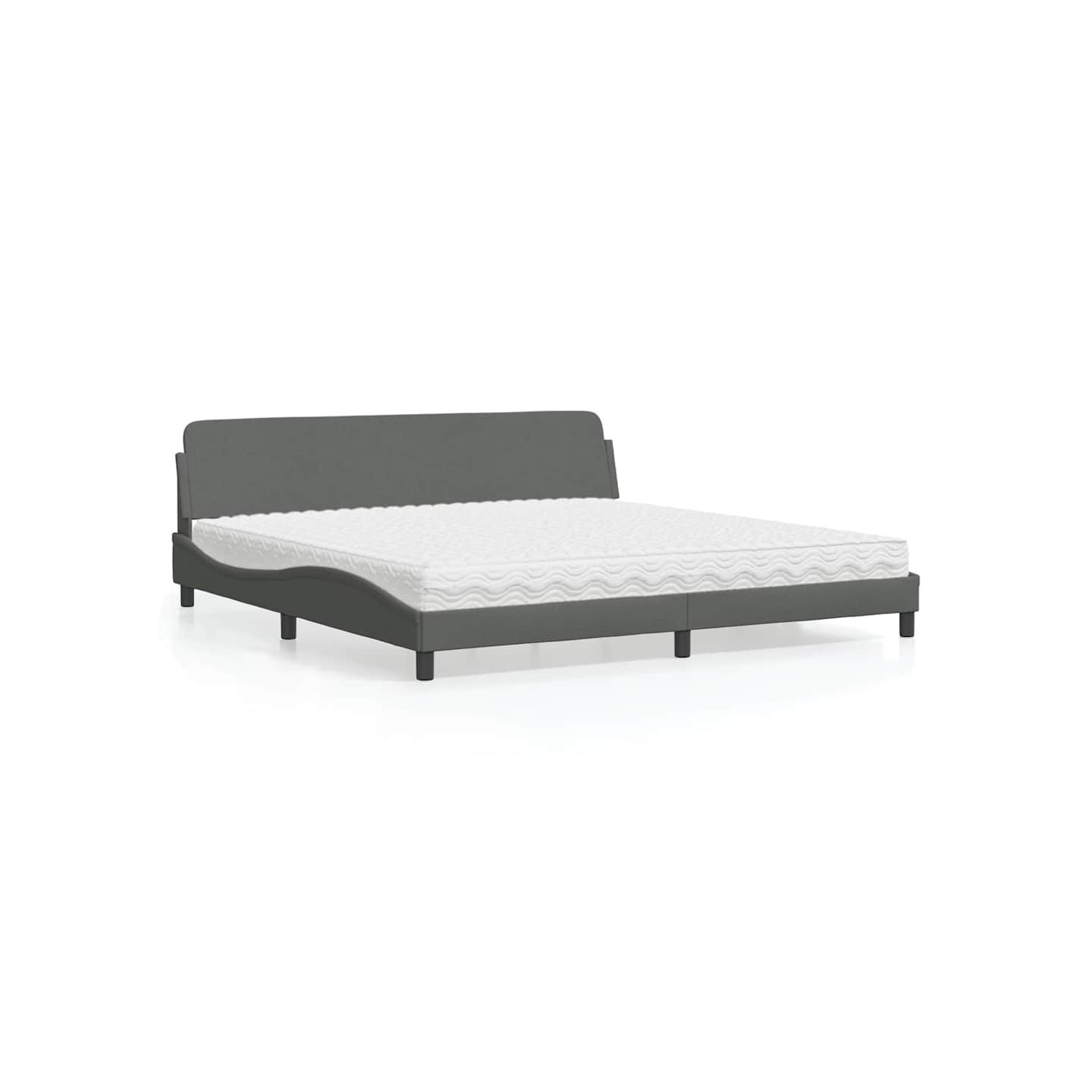 Lit avec matelas Dover gris foncé 200x200 cm tissu