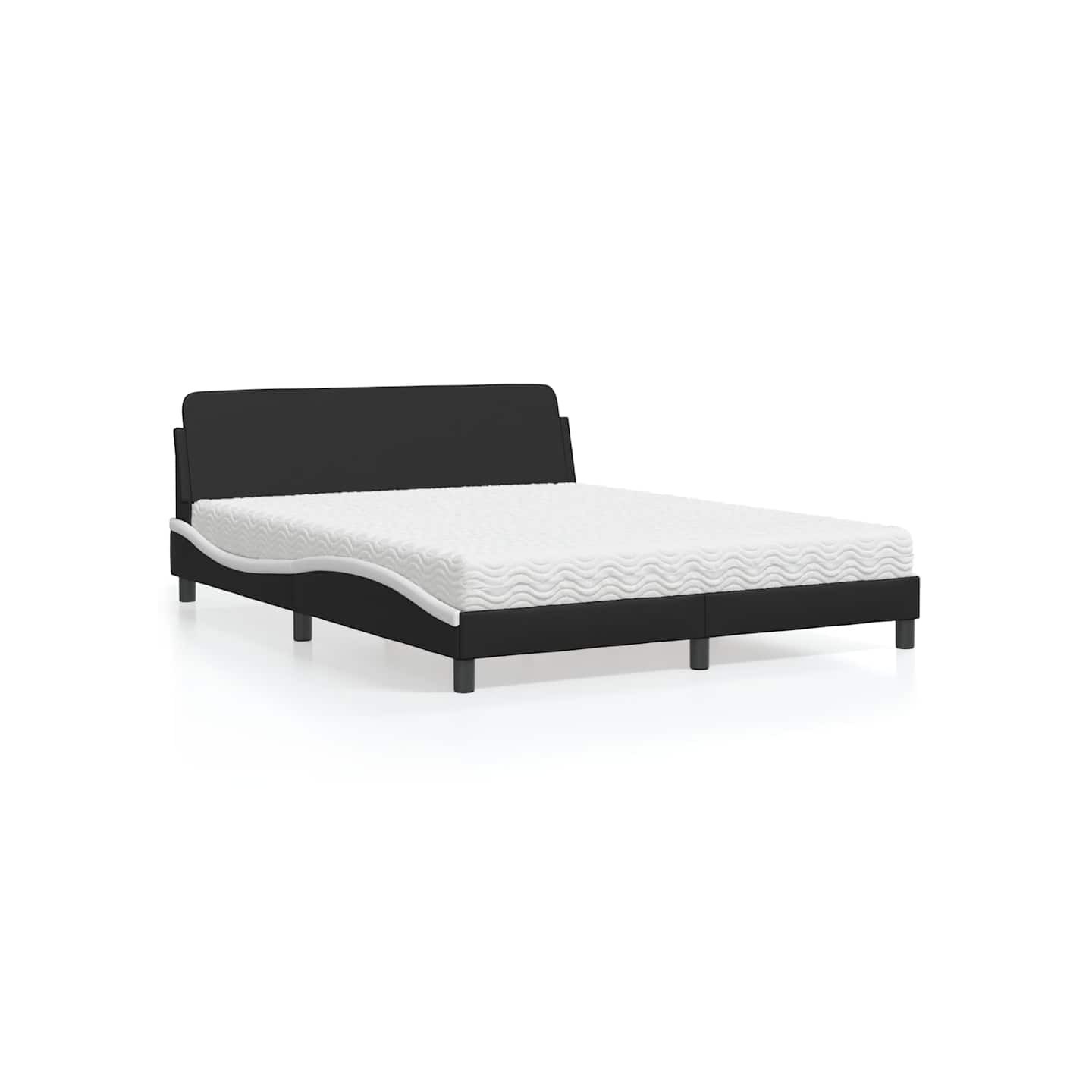 Lit avec matelas Dover noir et blanc 160x200 cm similicuir