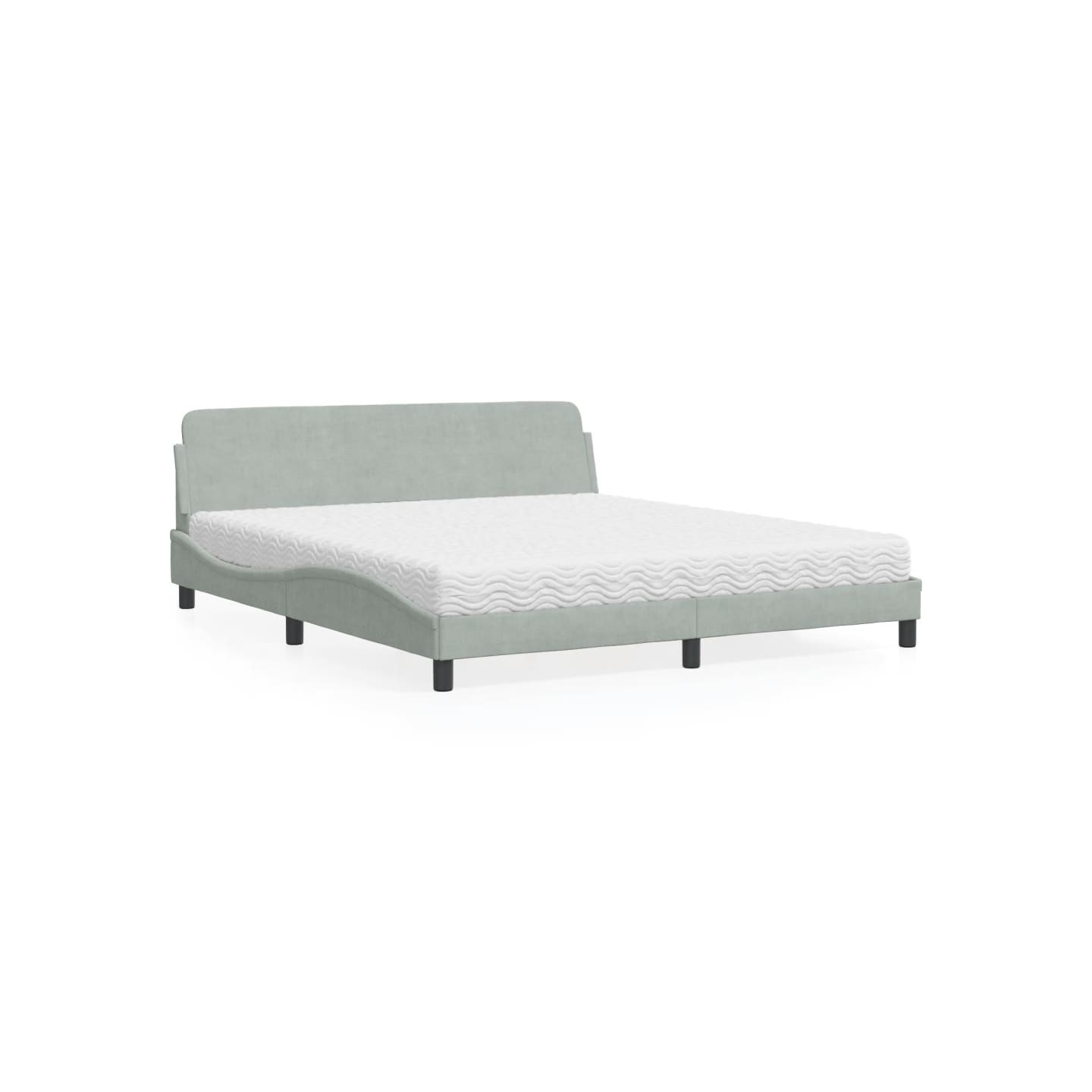 Lit avec matelas Dover gris clair 180x200 cm velours