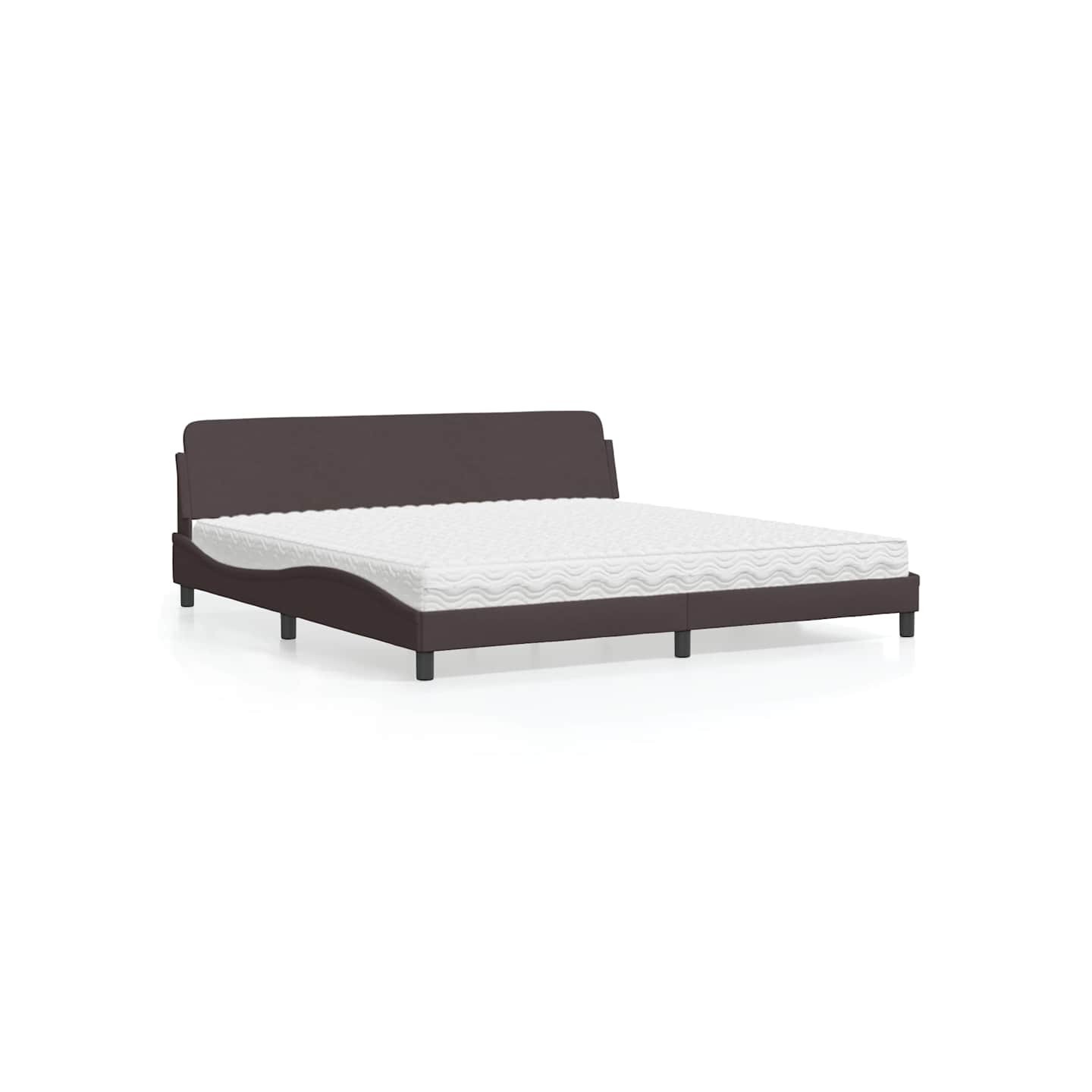 Lit avec matelas Dover marron foncé 200x200 cm tissu