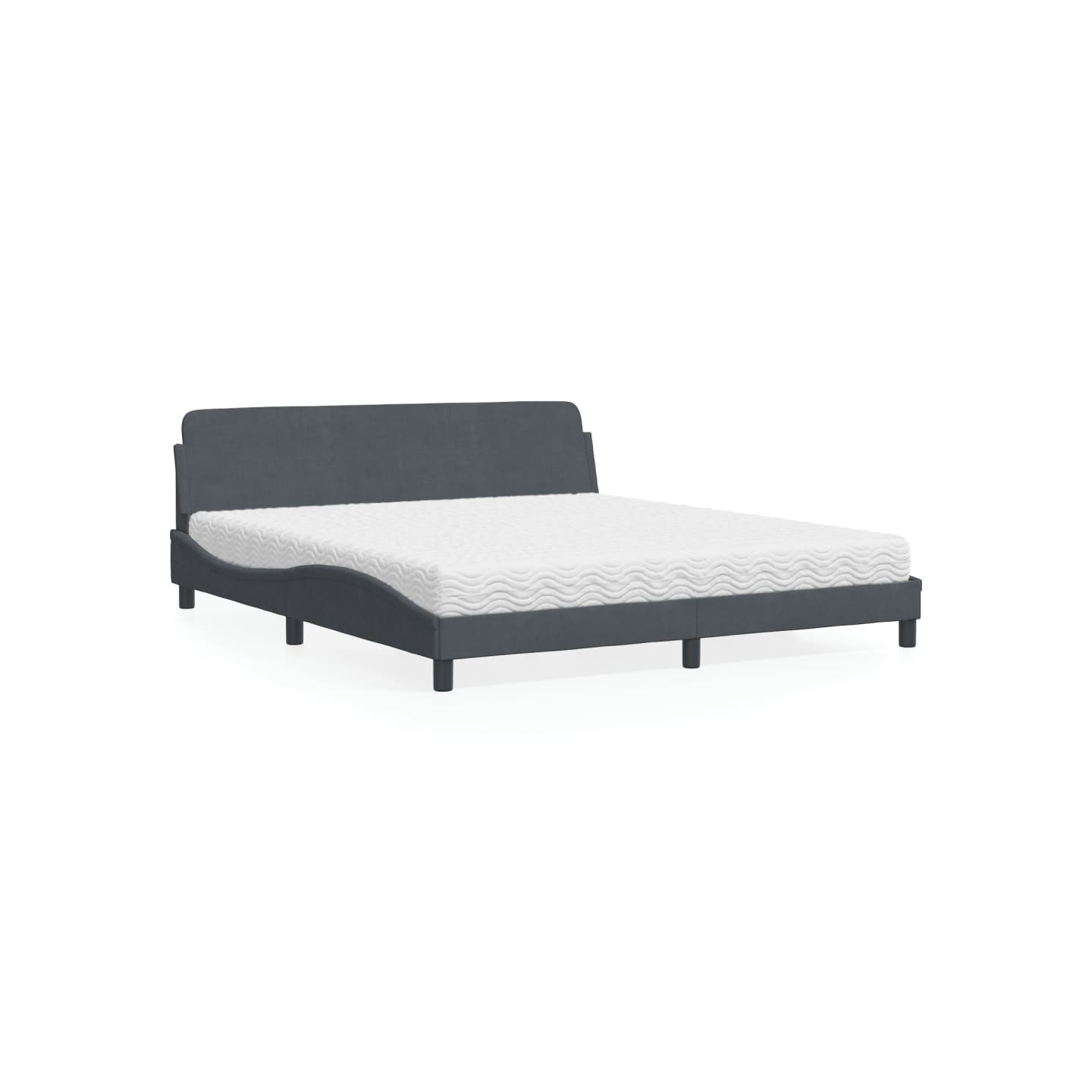 Lit avec matelas Dover gris foncé 180x200 cm velours