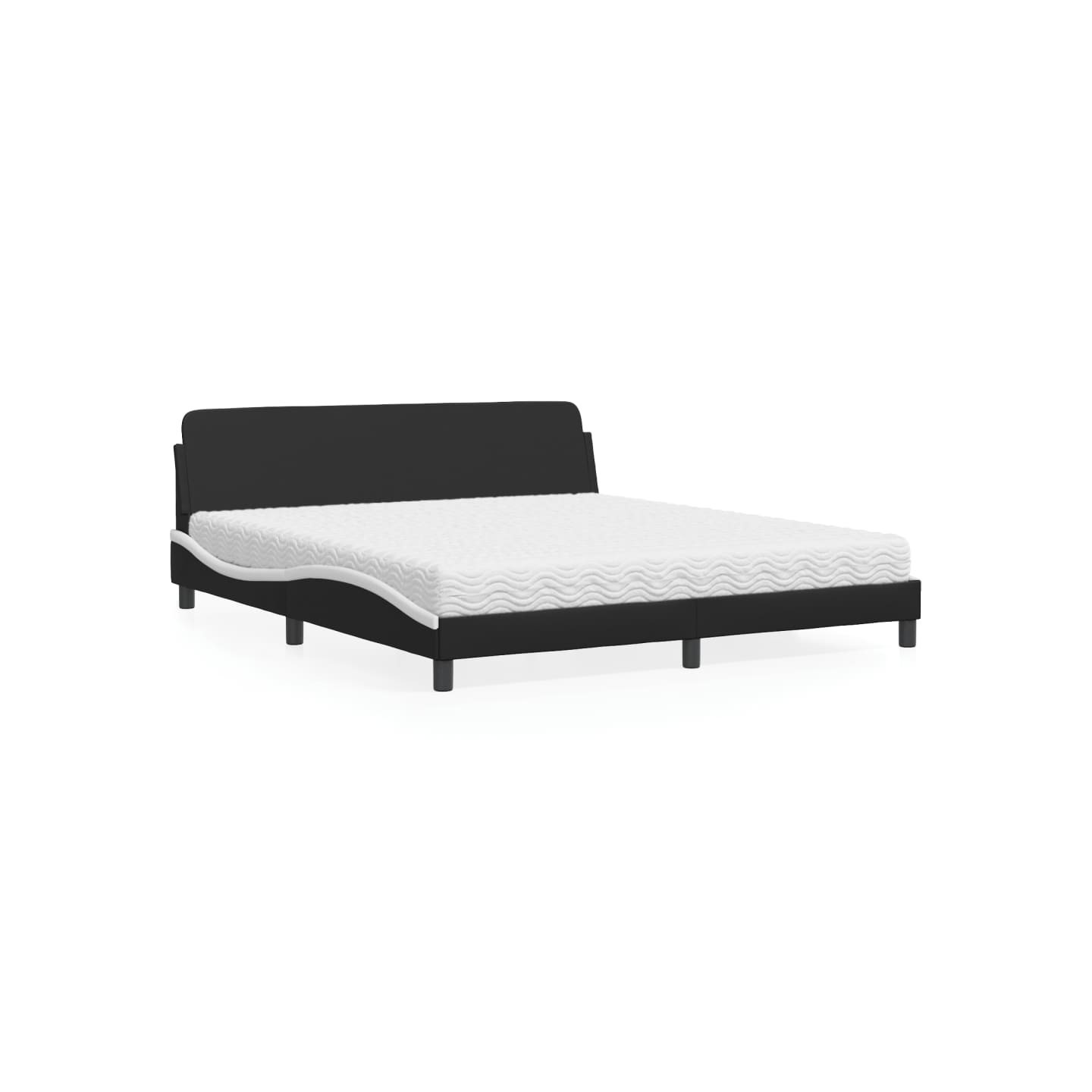 Lit avec matelas Dover noir et blanc 180x200 cm similicuir