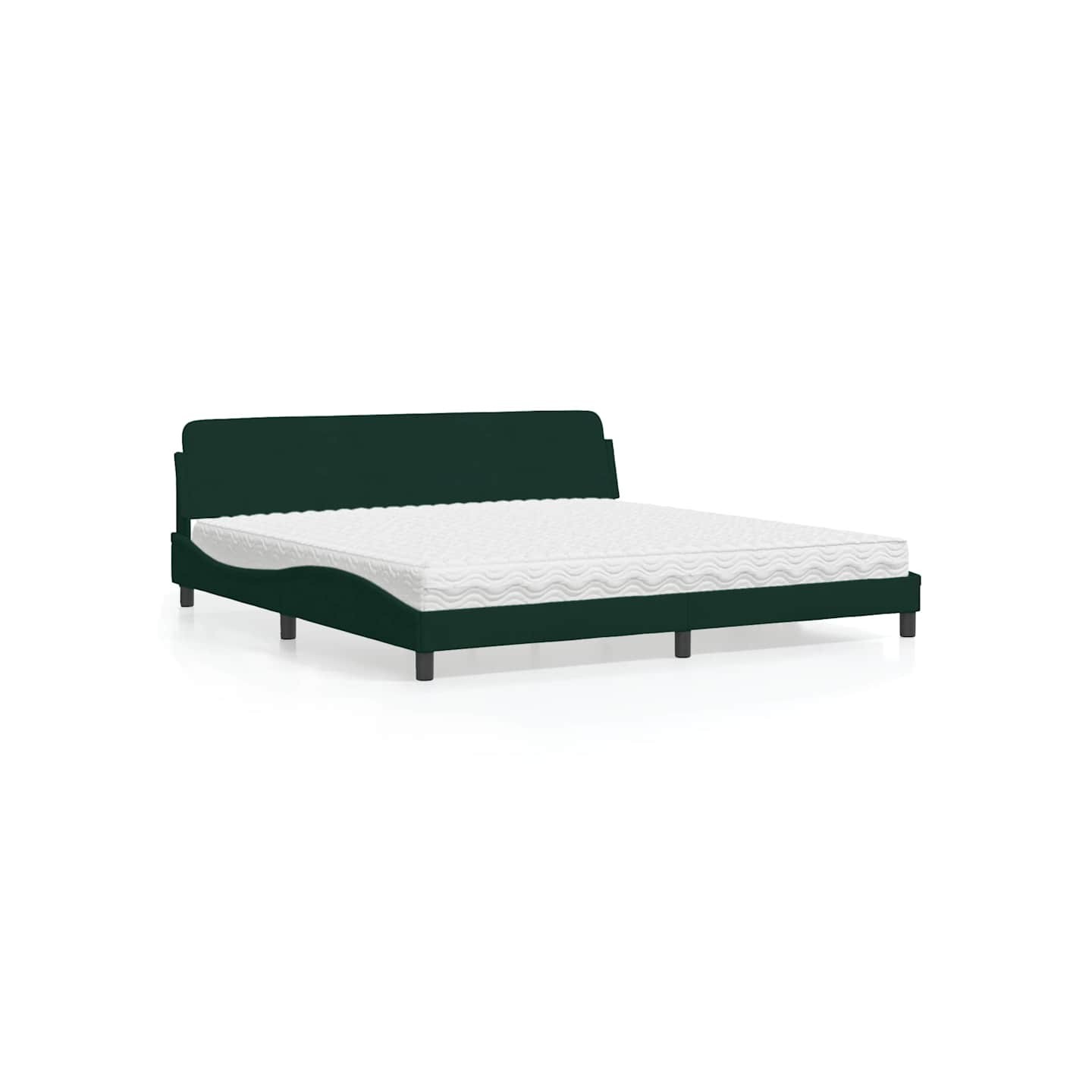 Lit avec matelas Dover vert foncé 200x200 cm velours