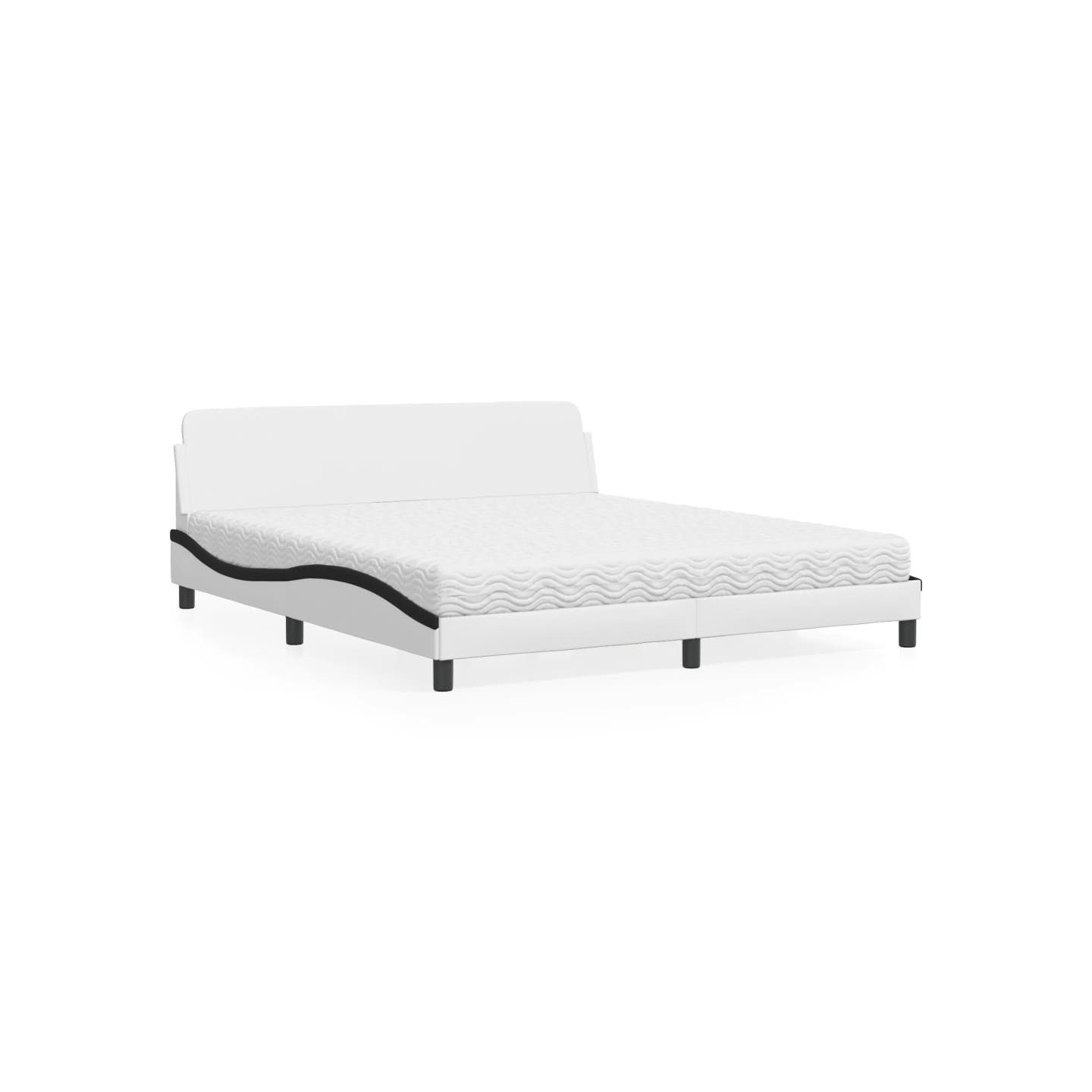 Lit avec matelas Dover blanc et noir 180x200 cm similicuir