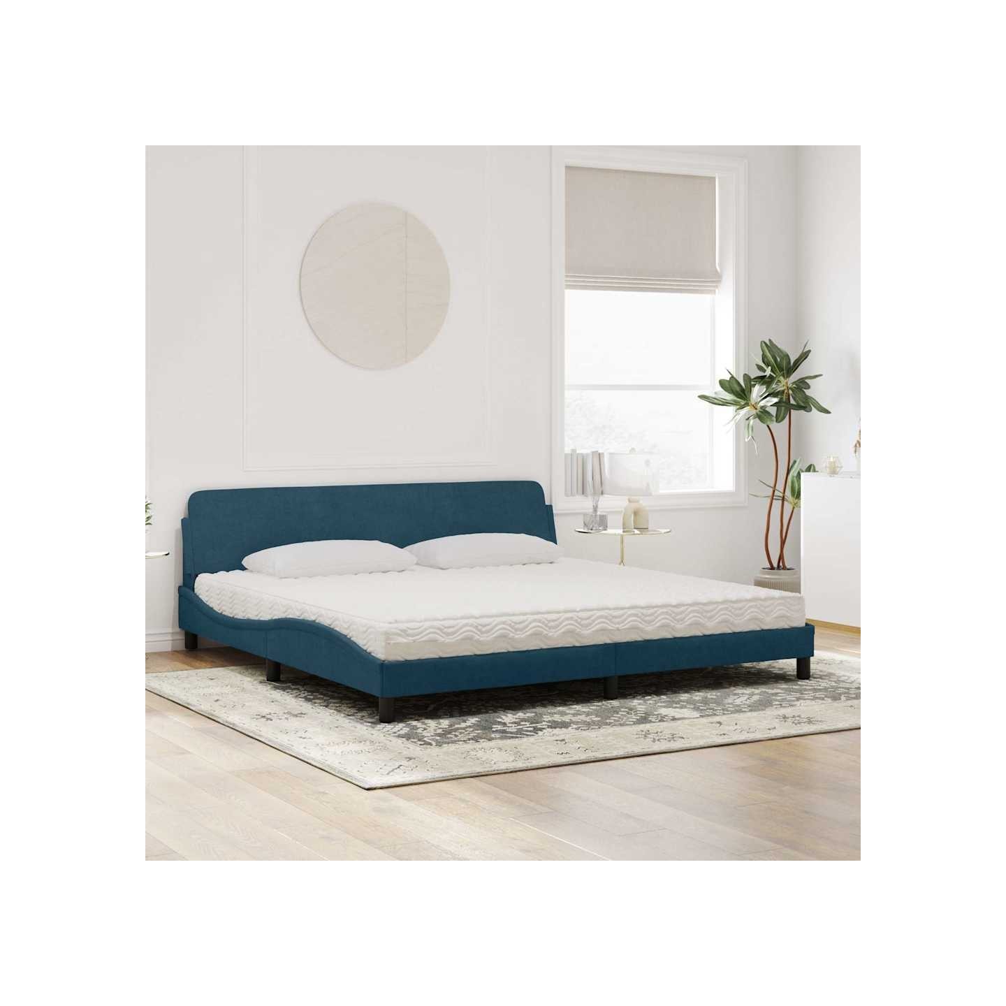Lit avec matelas Dover bleu 200x200 cm velours