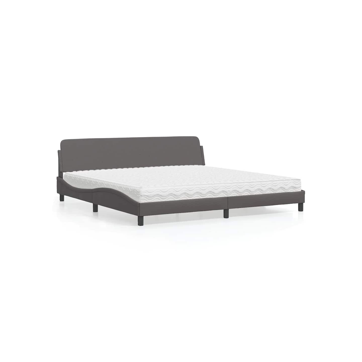 Lit avec matelas Dover gris 200x200 cm similicuir