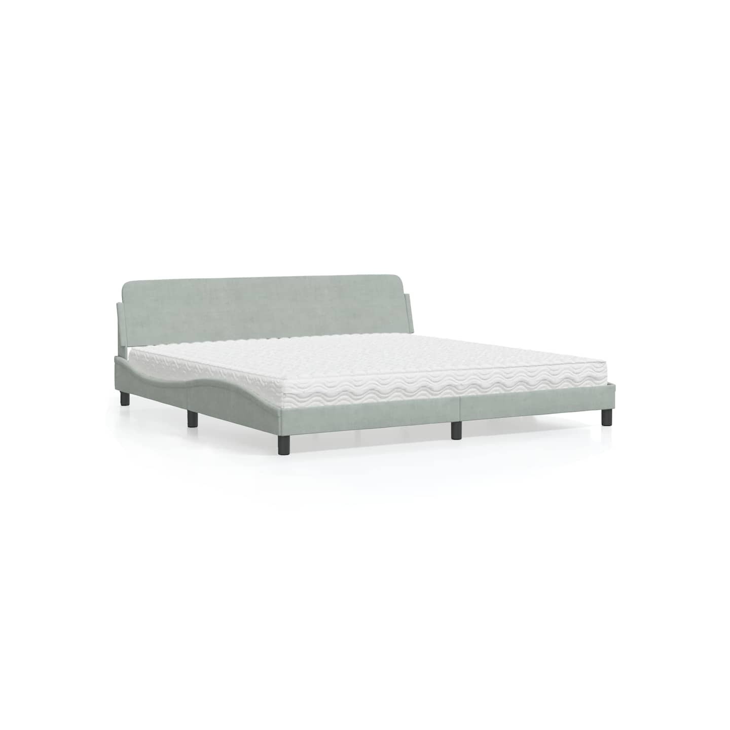 Lit avec matelas Dover gris clair 200x200 cm velours