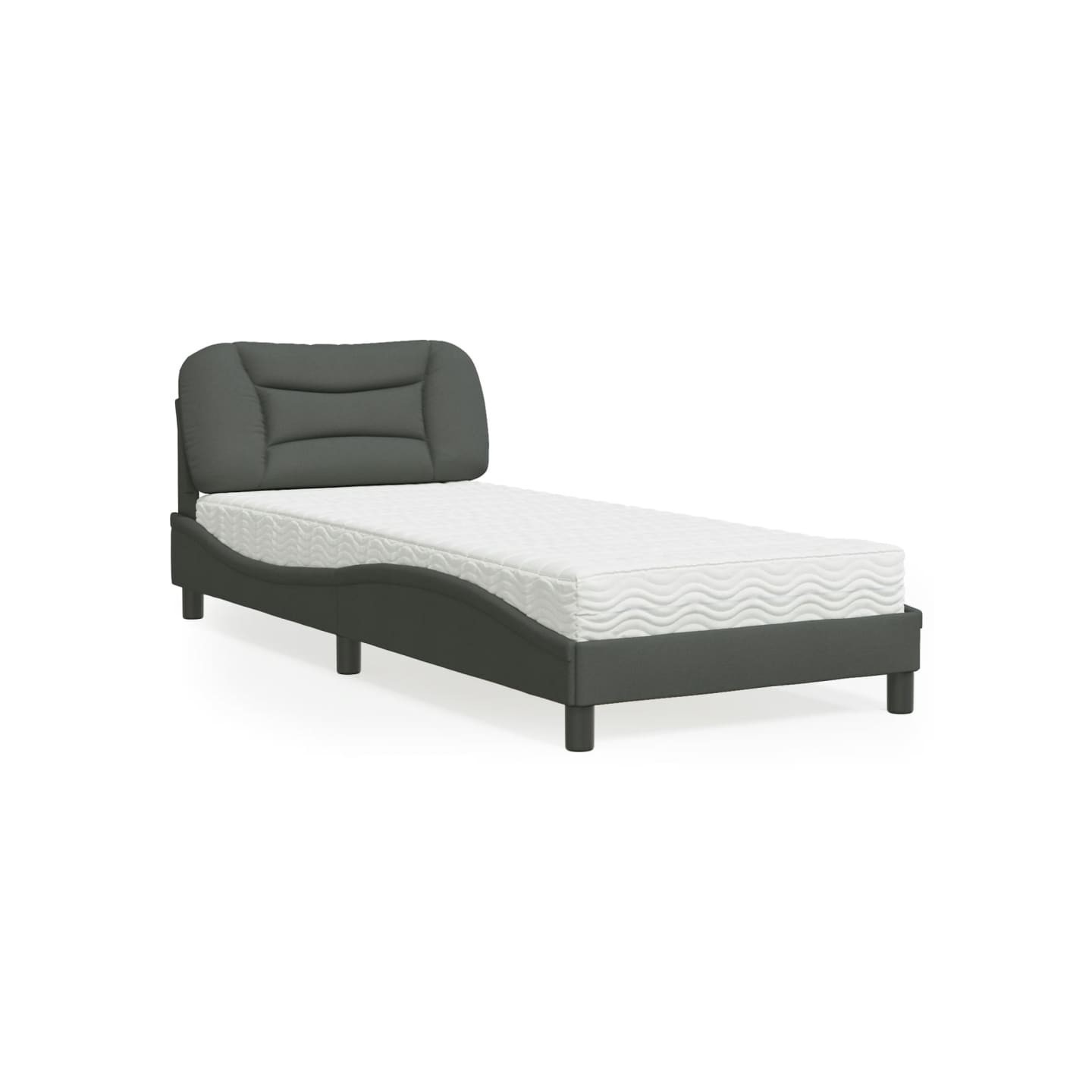 Lit avec matelas Hvar gris foncé 80x200 cm tissu