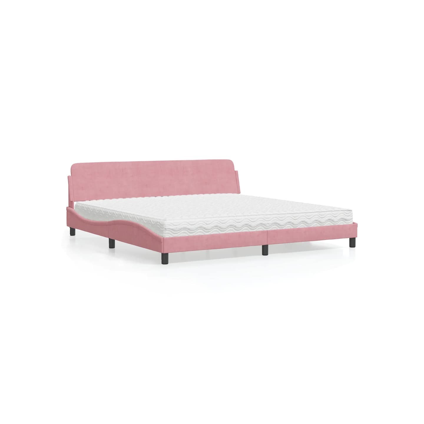 Lit avec matelas Dover rose 200x200 cm velours