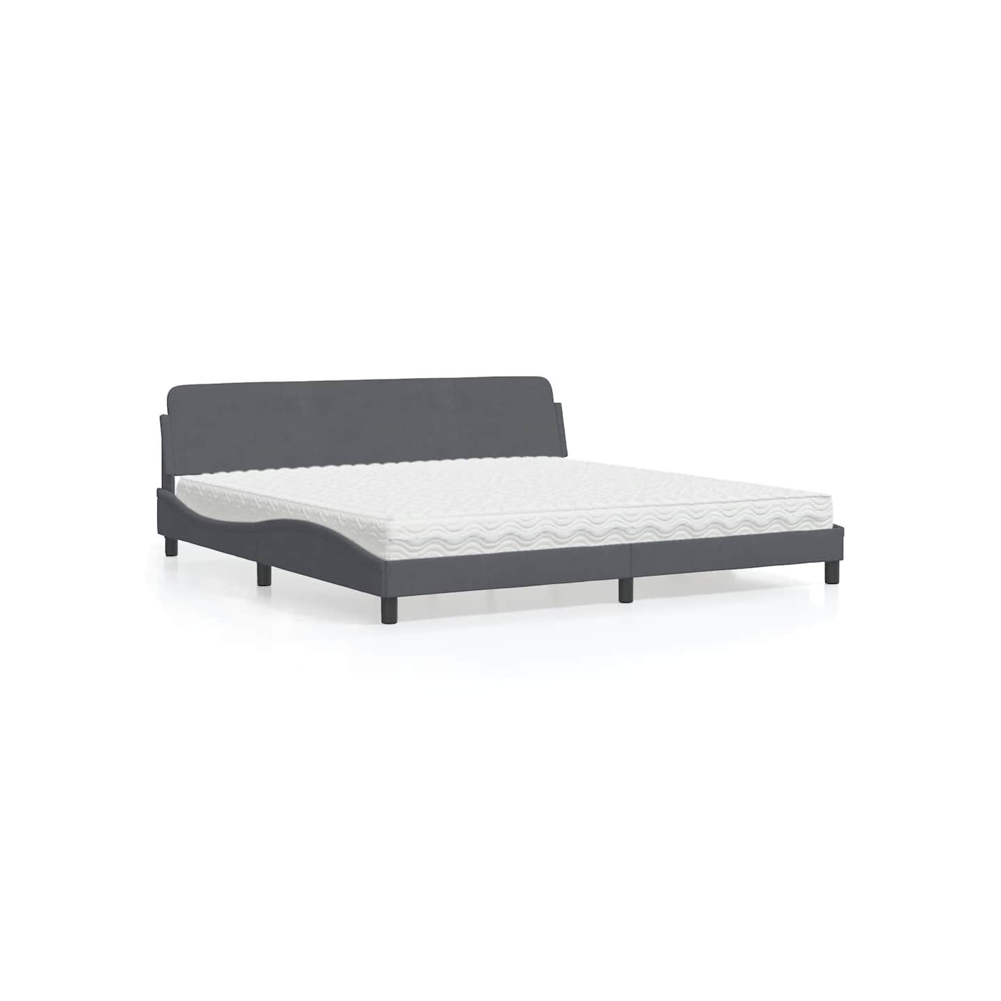 Lit avec matelas Dover gris foncé 200x200 cm velours